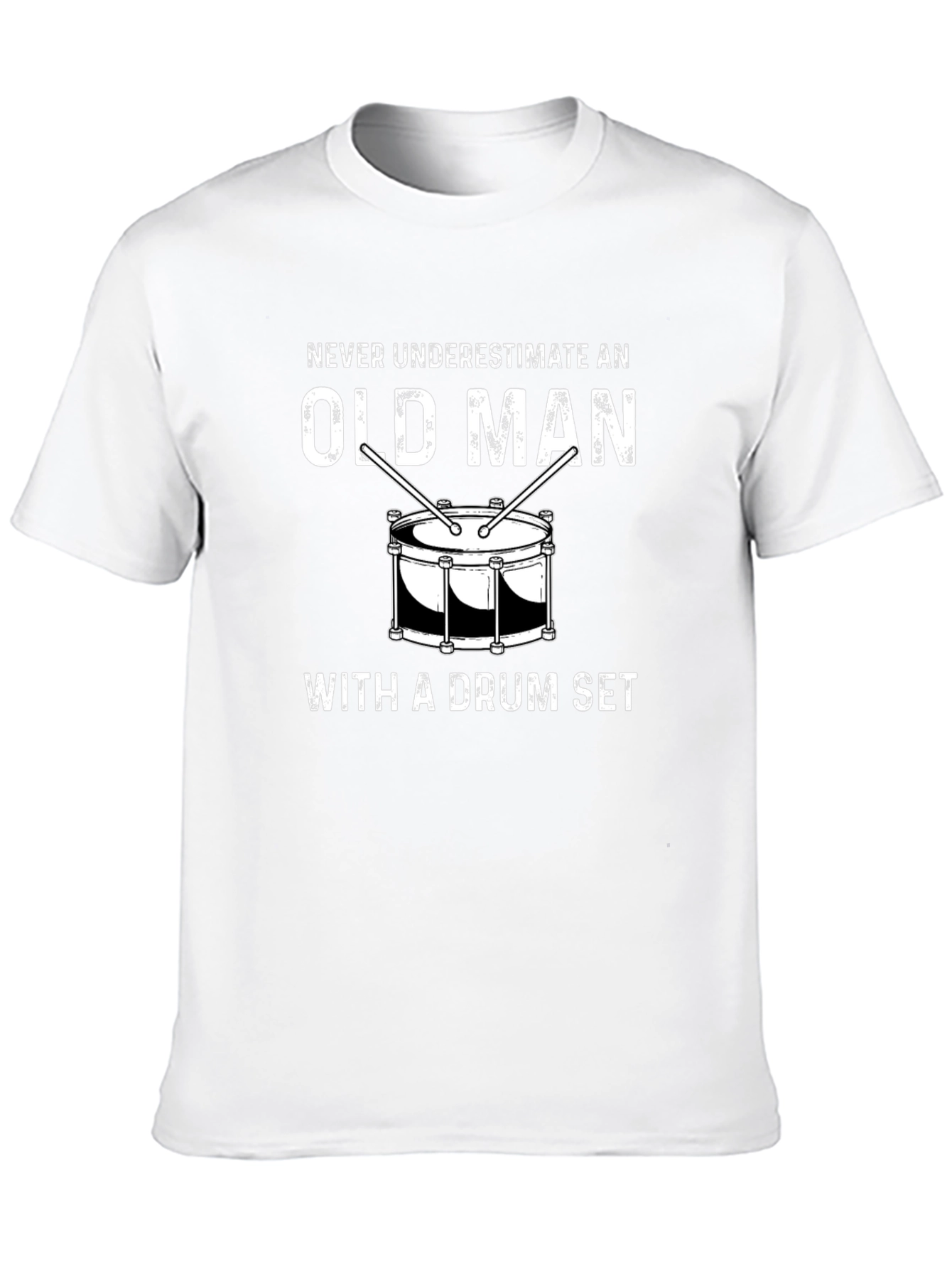 Old Man Drum Set T-Shirt - Black Cotton Tee