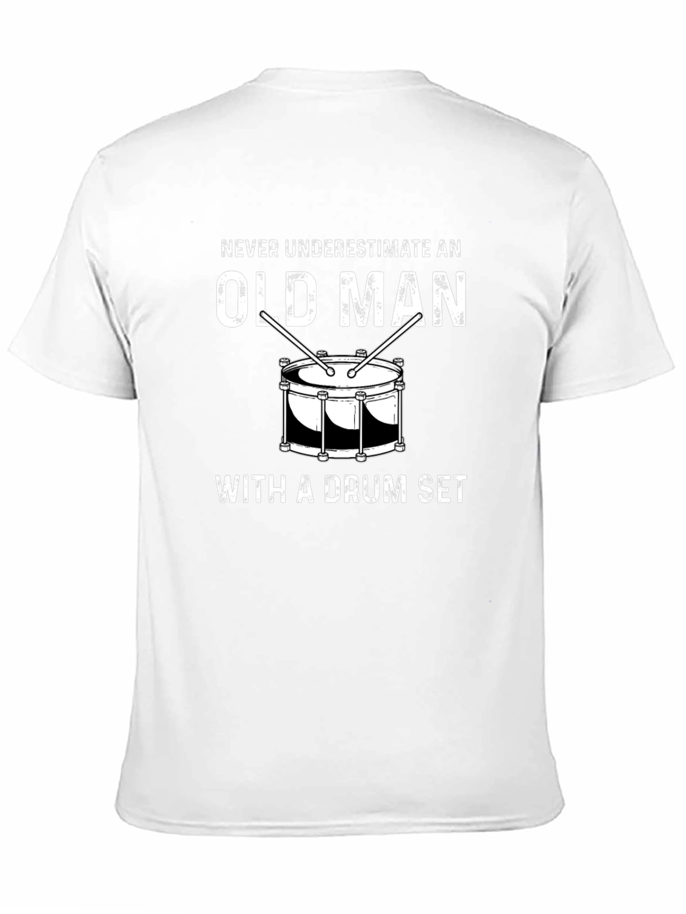 Old Man Drum Set T-Shirt - Black Cotton Tee