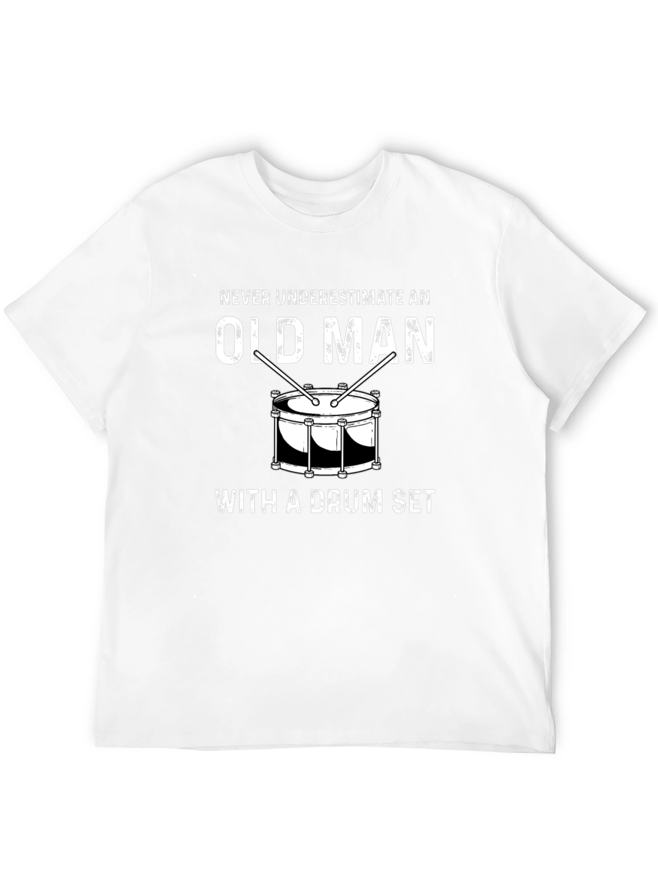 Old Man Drum Set T-Shirt - Black Cotton Tee
