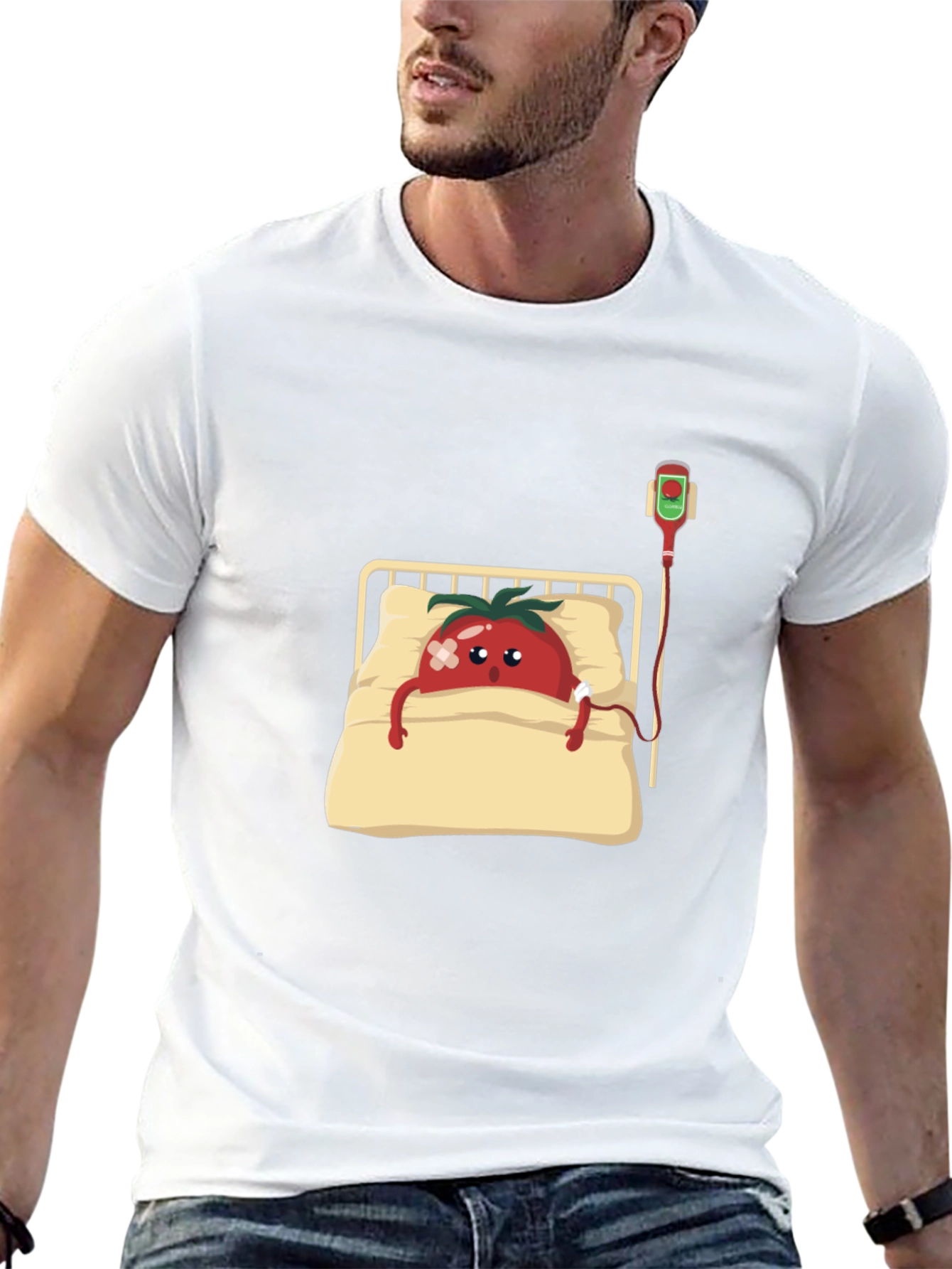 Funny Tomato Illness Graphic Tee - Black Cotton Shirt