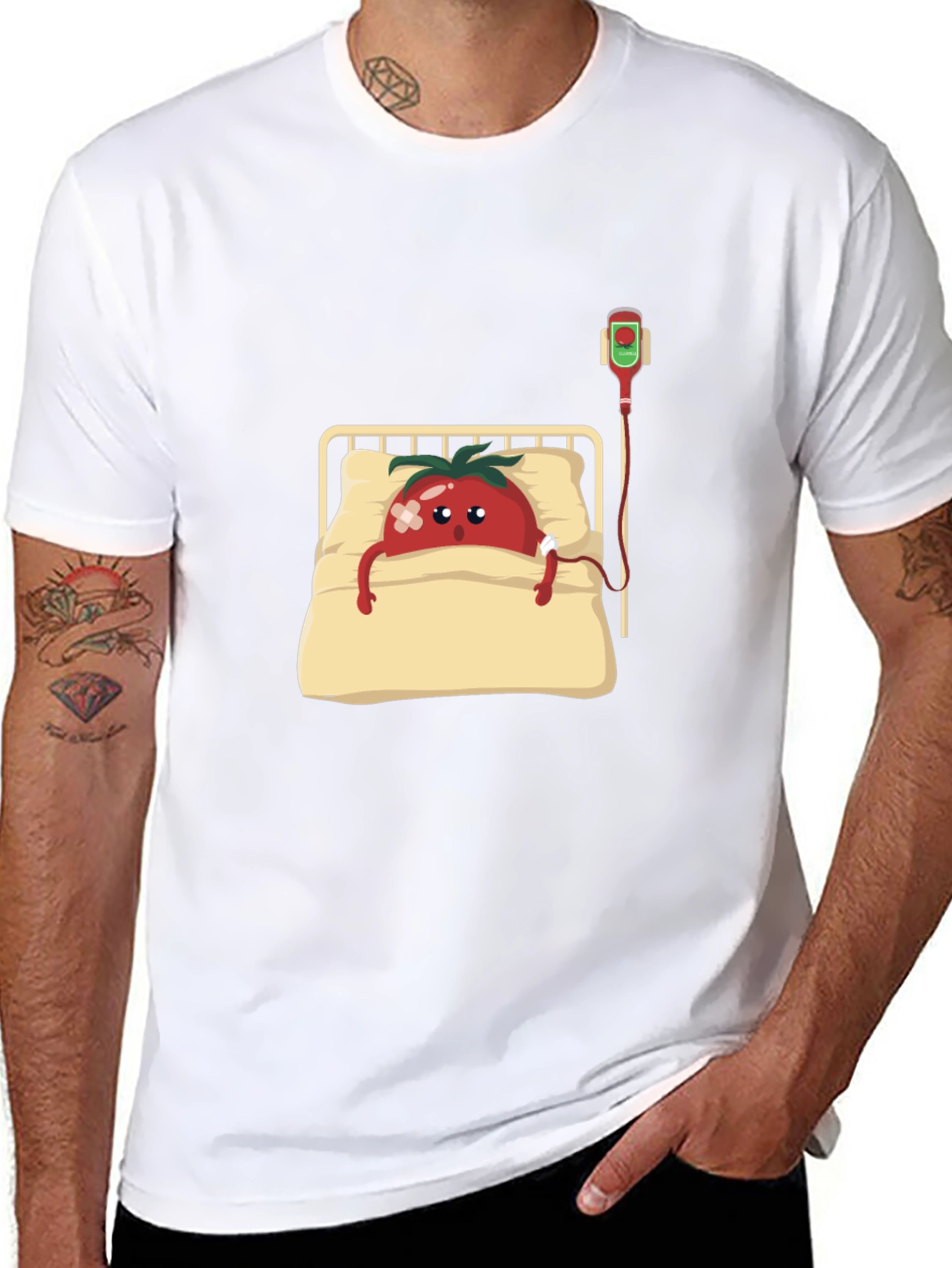 Funny Tomato Illness Graphic Tee - Black Cotton Shirt