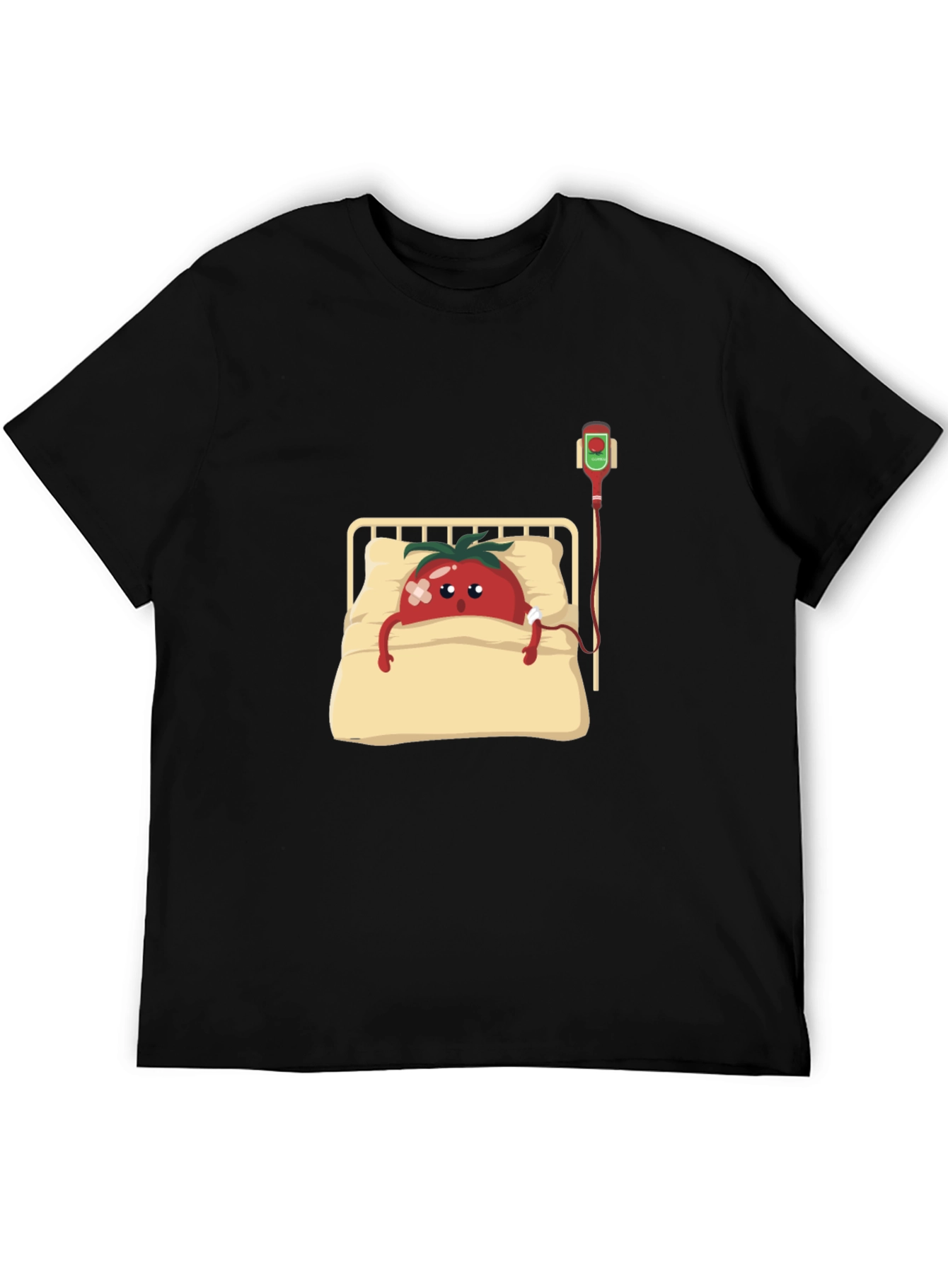 Funny Tomato Illness Graphic Tee - Black Cotton Shirt