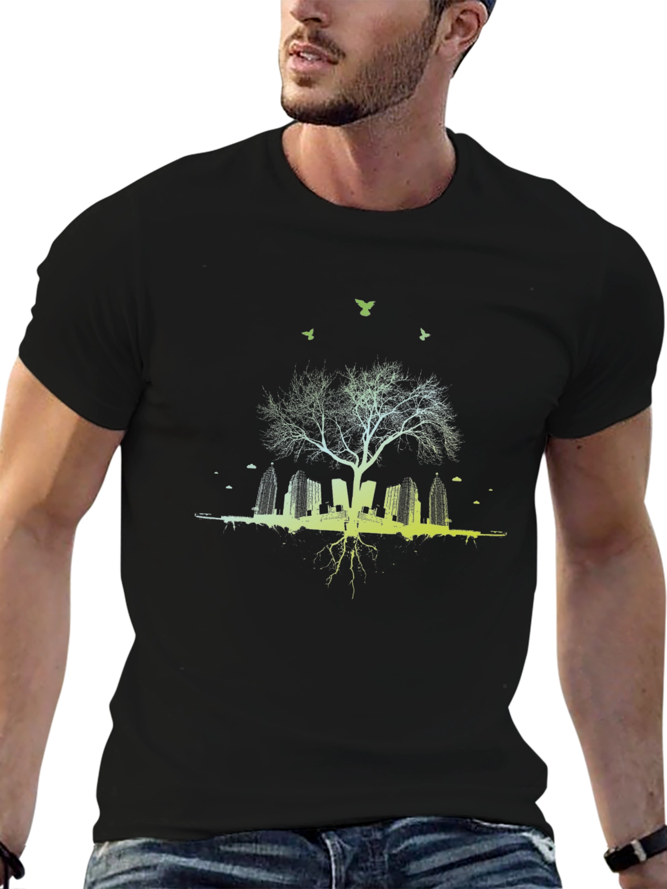Urban Tree Graphic Black T-Shirt