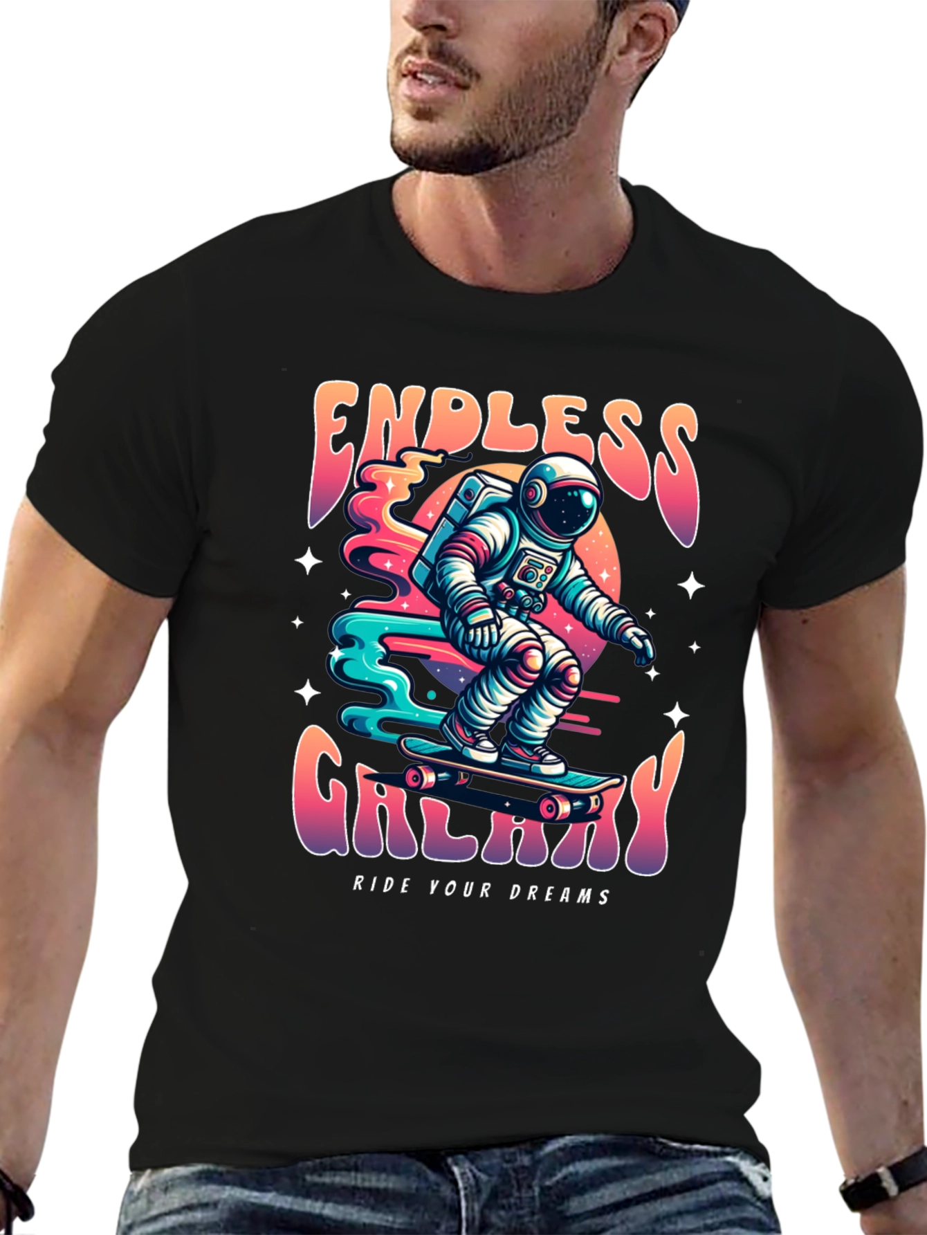 Endless Galaxy Skateboarder Graphic Tee