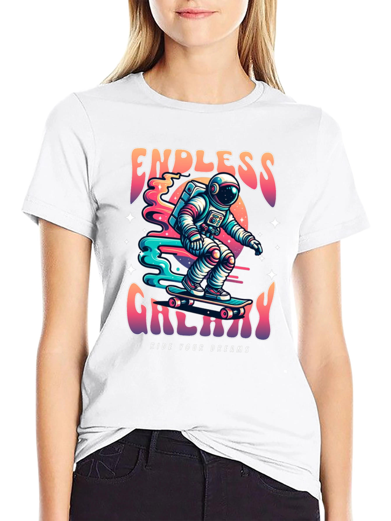 Endless Galaxy Skateboarder Graphic Tee