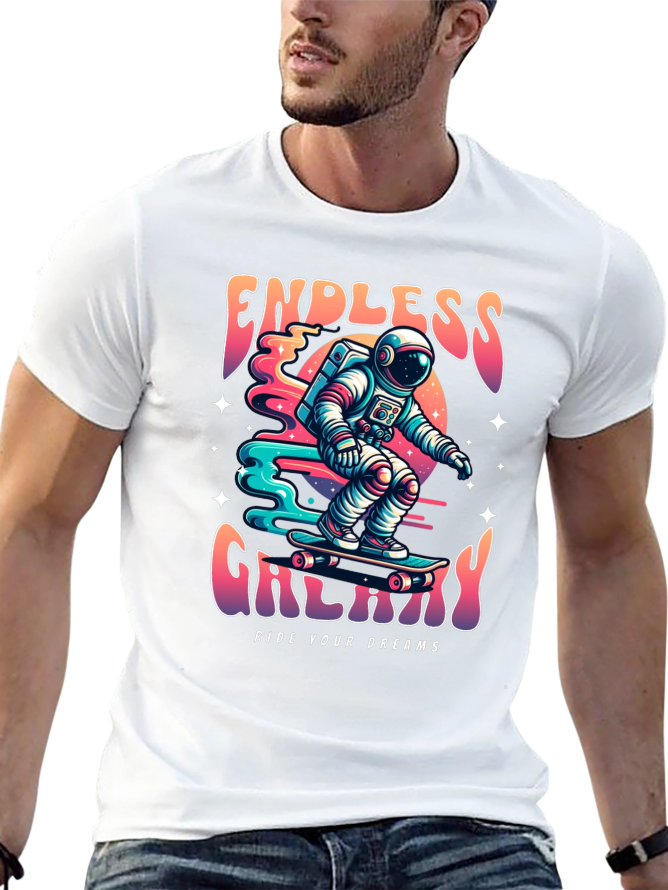 Endless Galaxy Skateboarder Graphic Tee