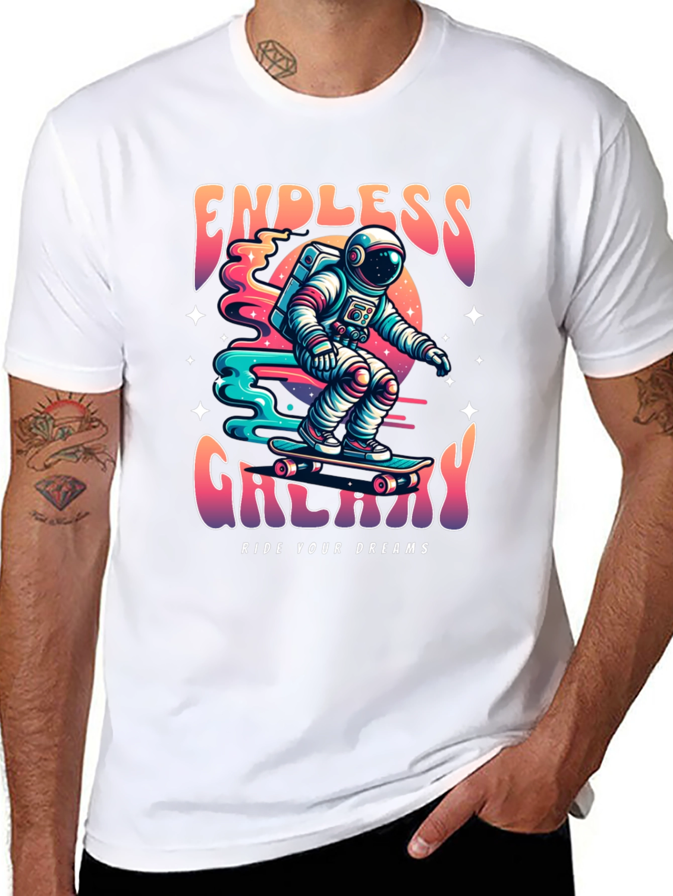 Endless Galaxy Skateboarder Graphic Tee