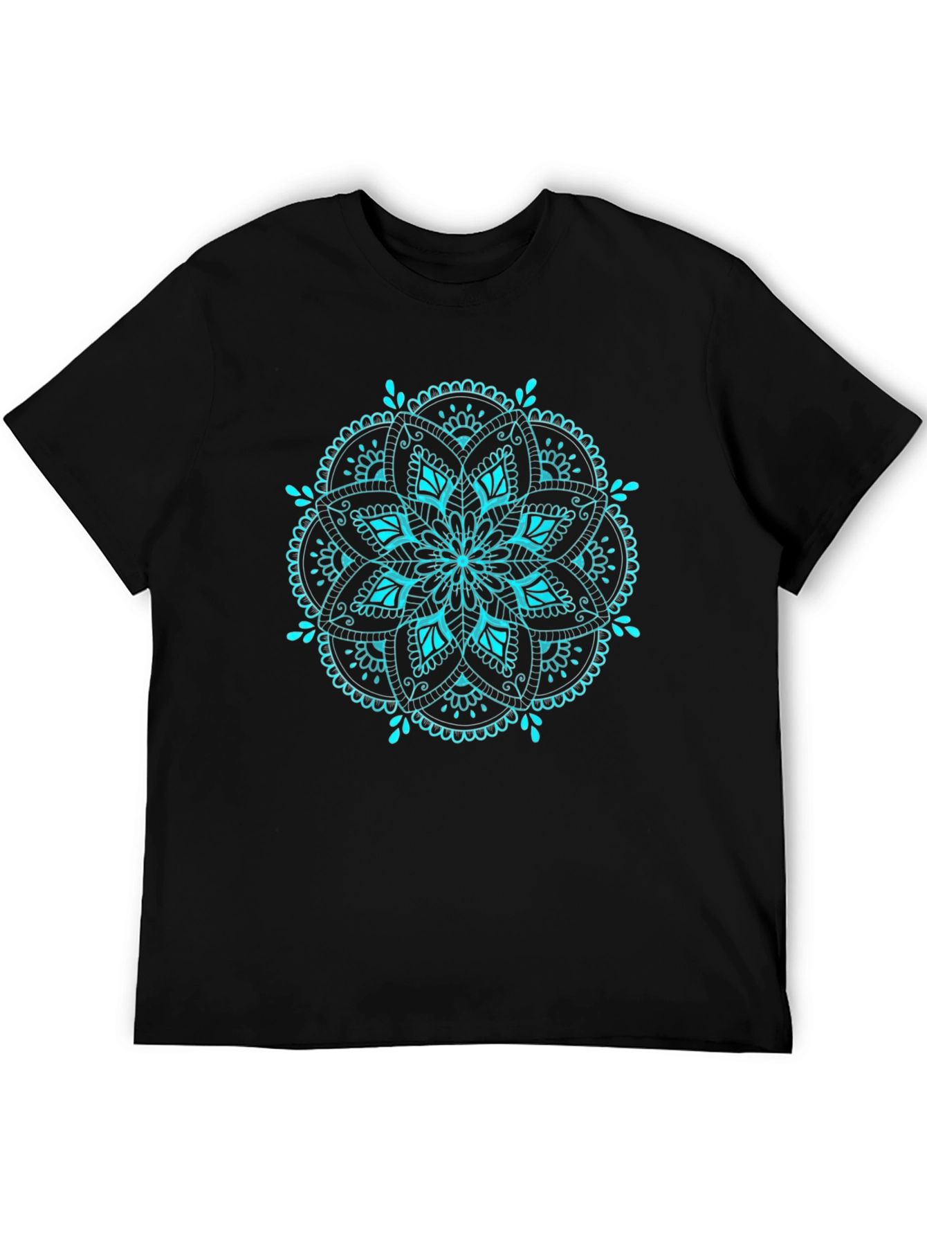 Cyan Mandala T-Shirt - Elegant Geometric Design