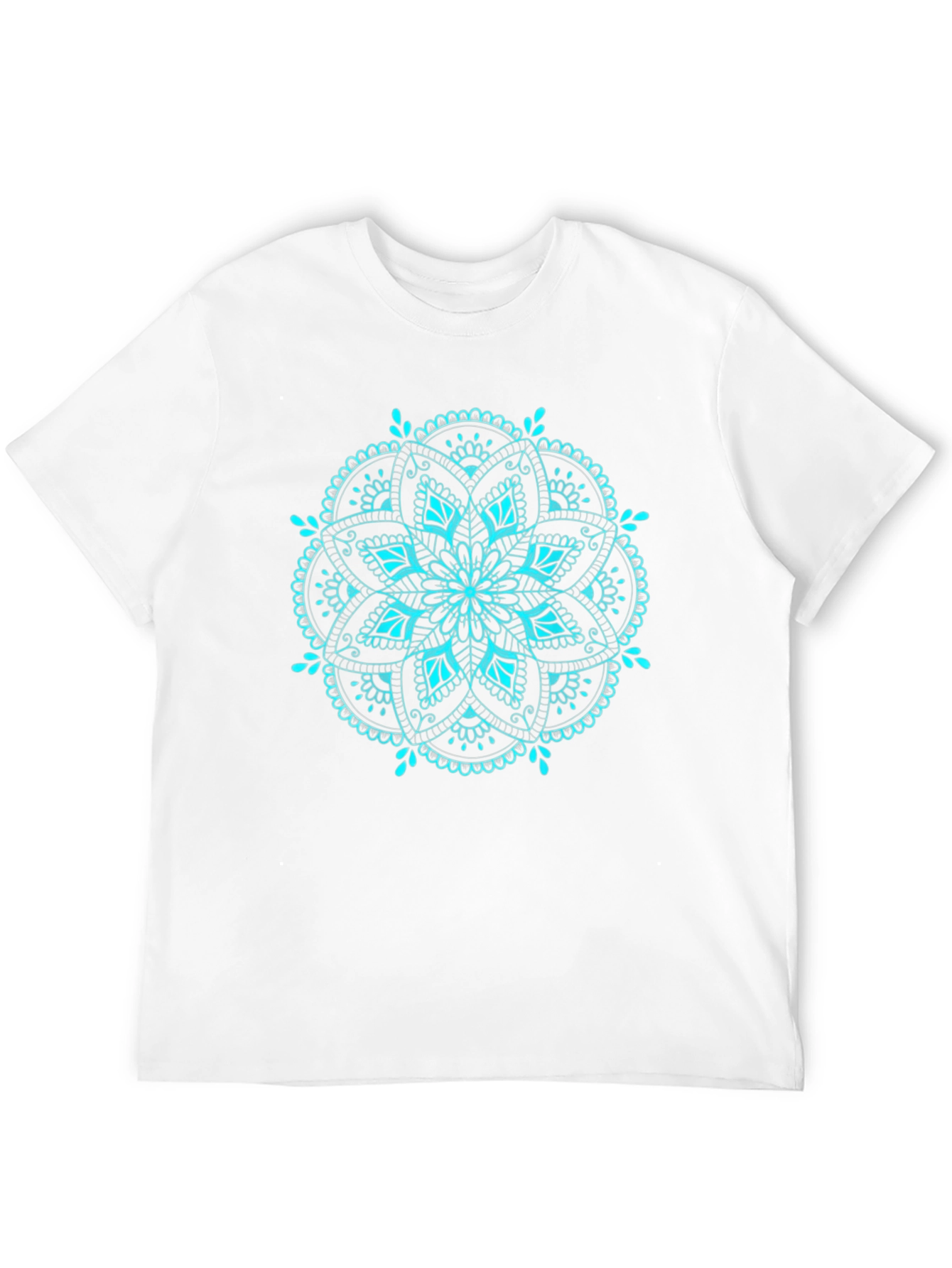Cyan Mandala T-Shirt - Elegant Geometric Design