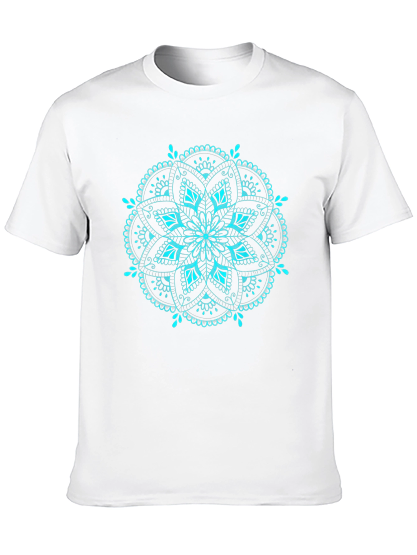 Cyan Mandala T-Shirt - Elegant Geometric Design