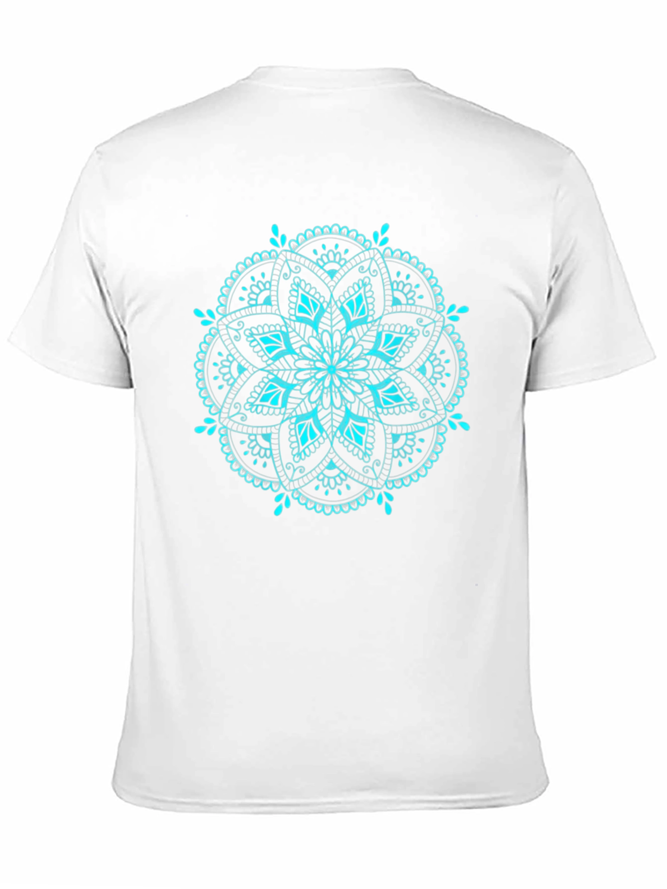 Cyan Mandala T-Shirt - Elegant Geometric Design
