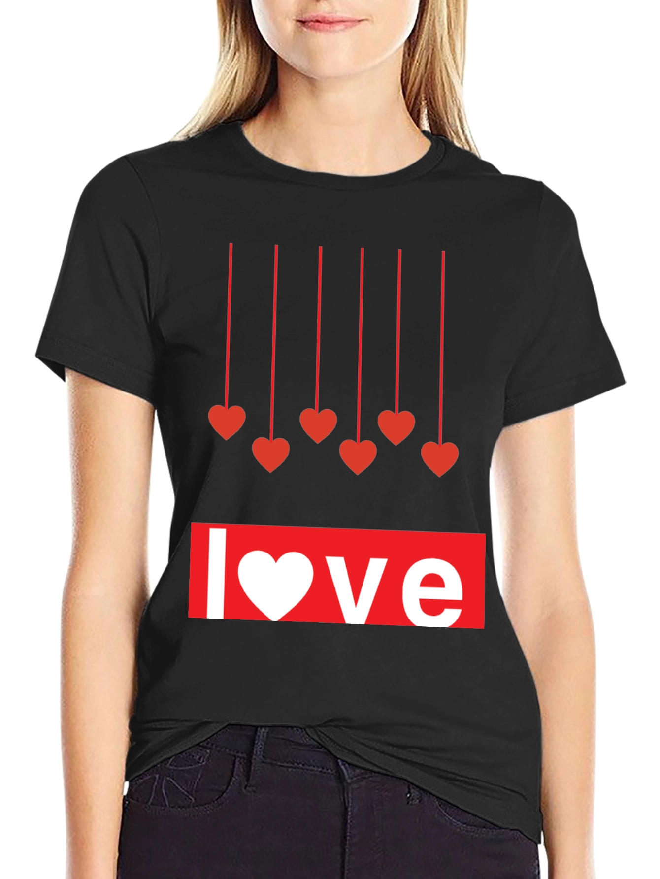 Love Heartstrings Graphic Tee - Black