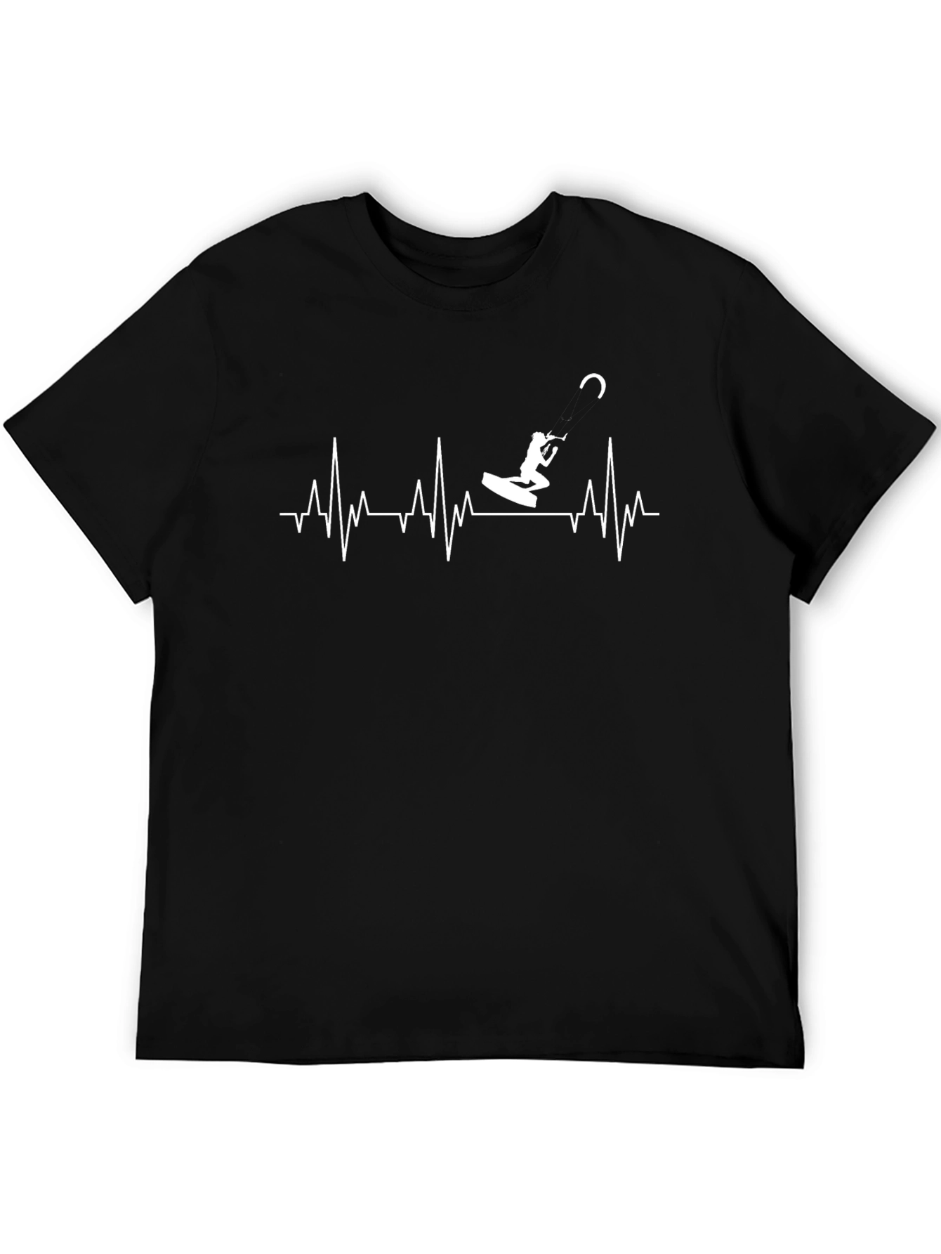 Kite Surfer Heartbeat T-Shirt - Black