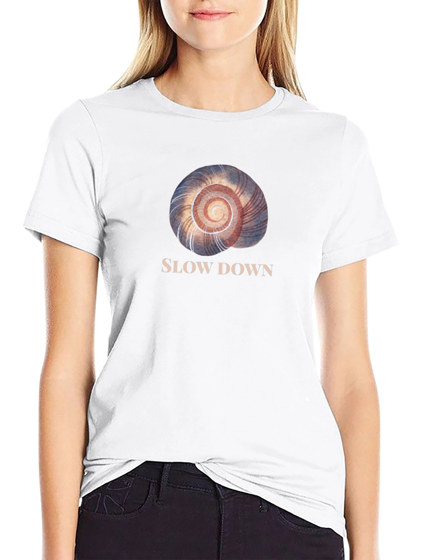 Slow Down Spiral Shell Graphic T-Shirt