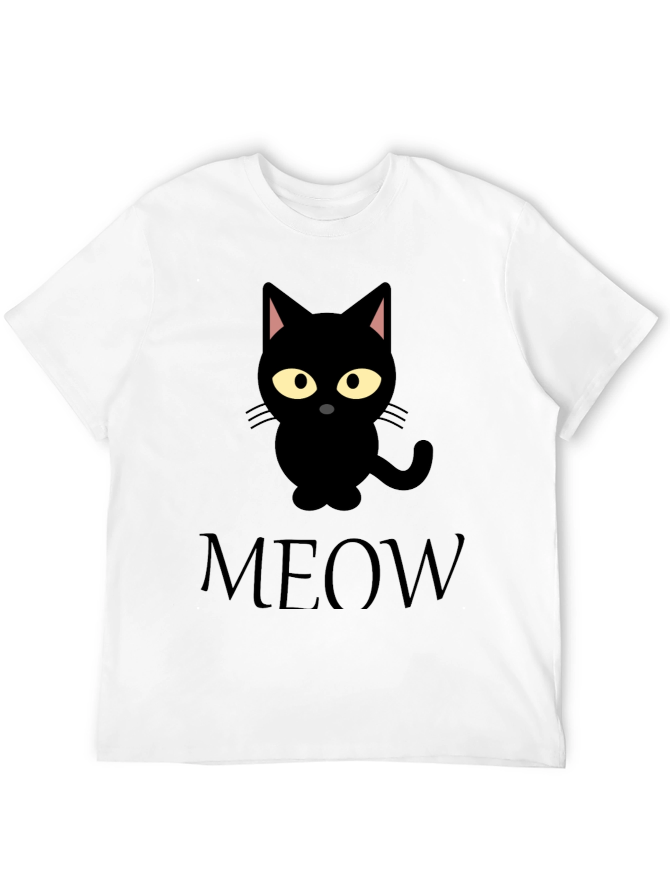 Black Cat Meow Graphic Tee Shirt