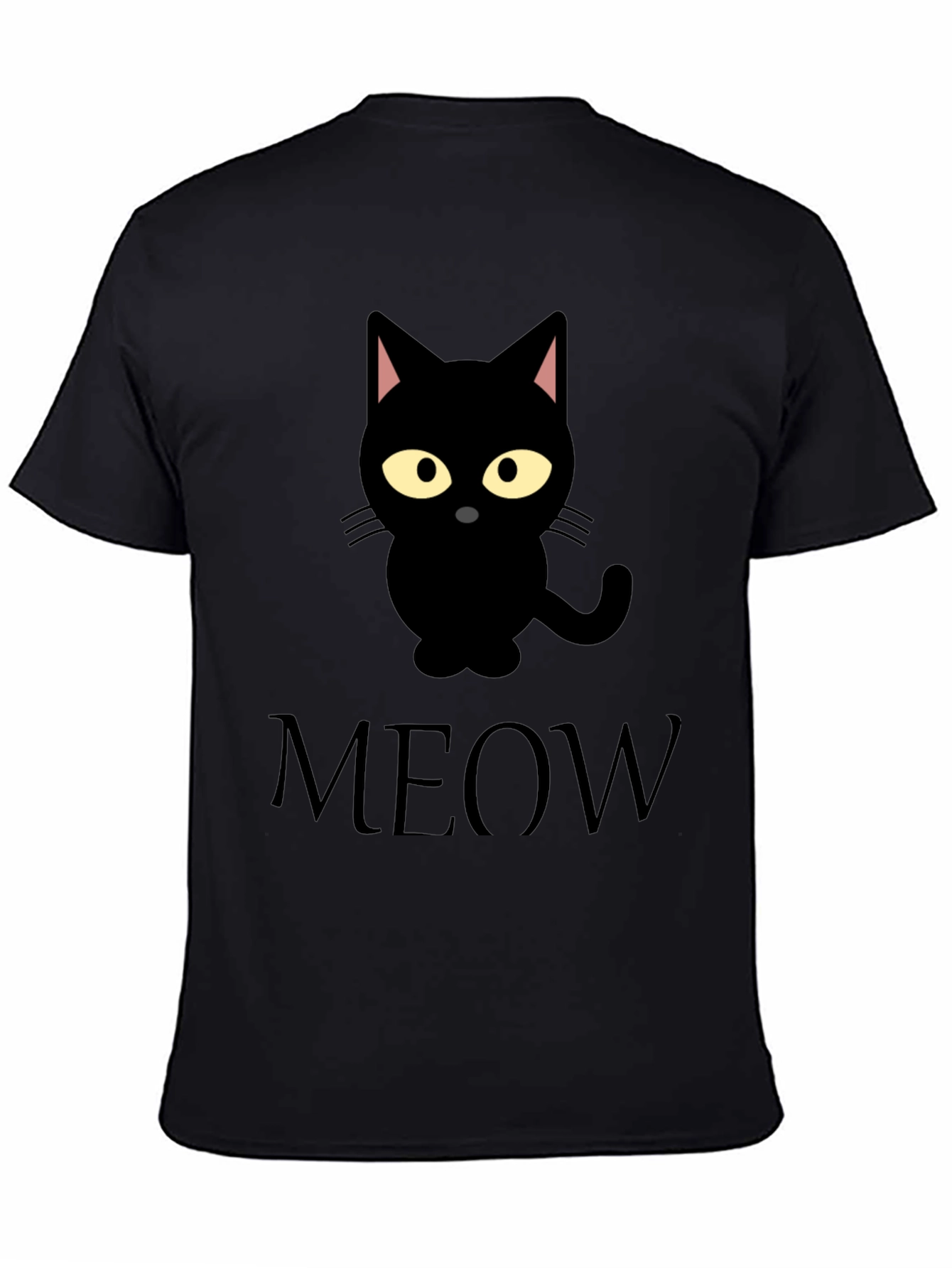 Black Cat Meow Graphic Tee Shirt