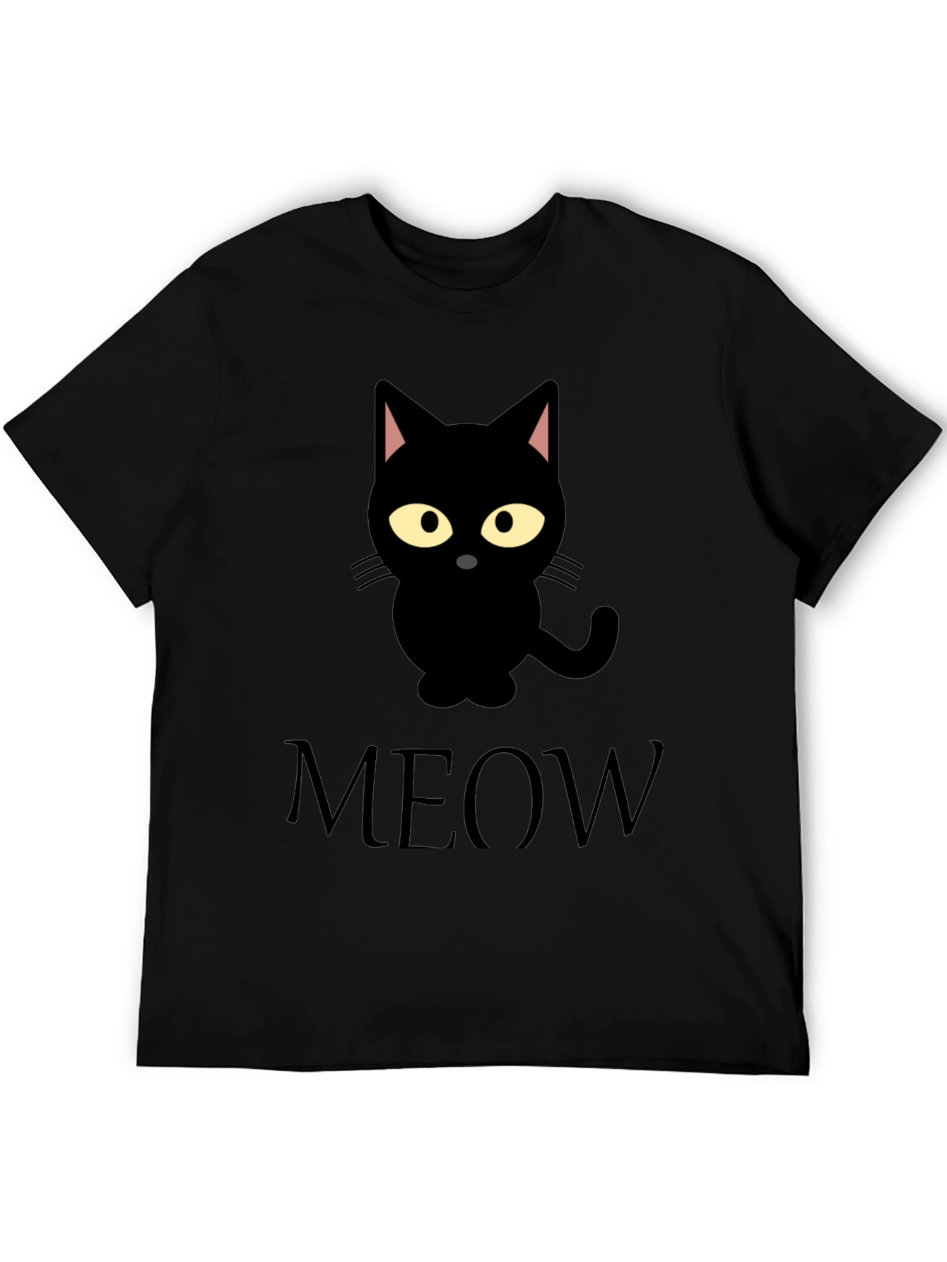 Black Cat Meow Graphic Tee Shirt