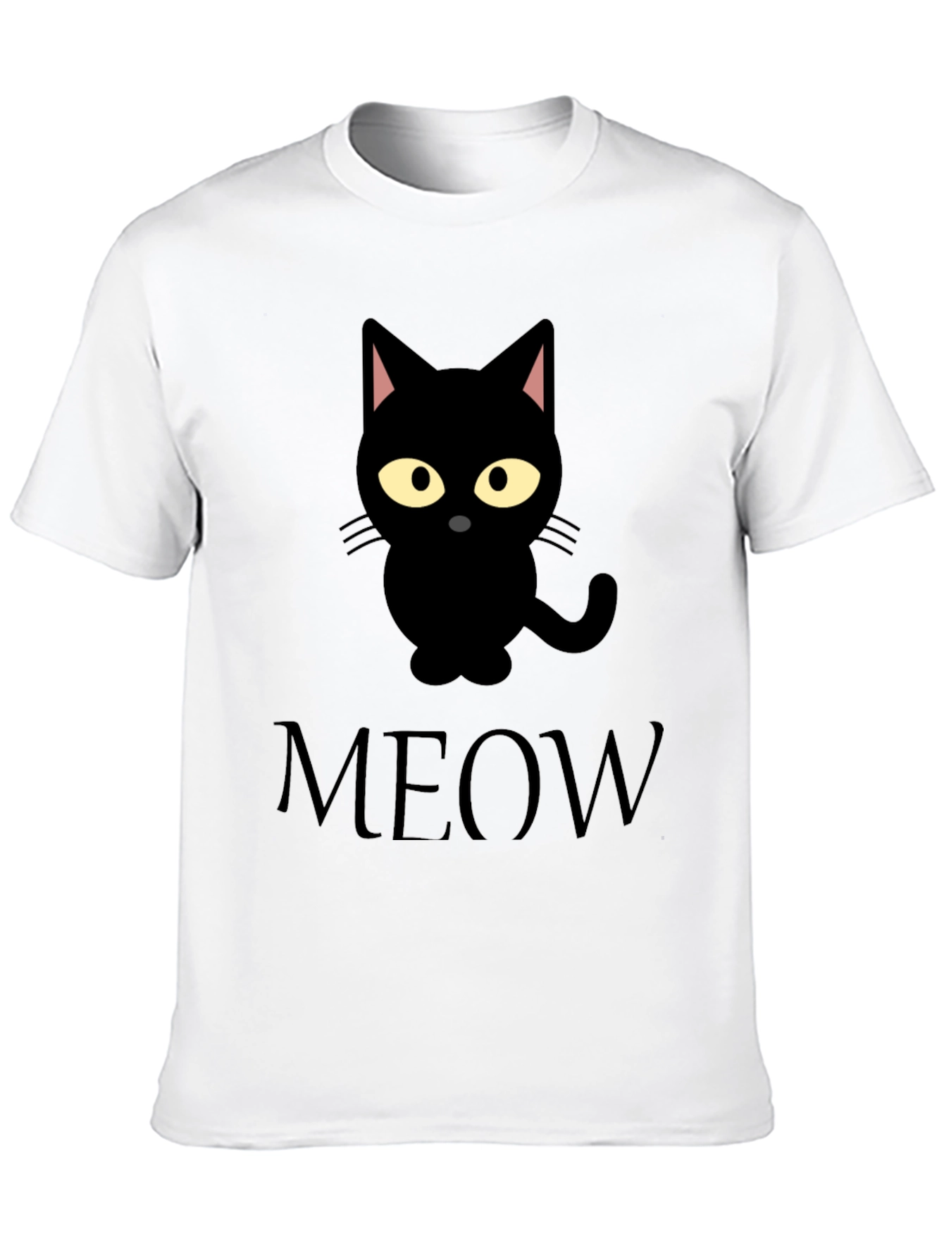 Black Cat Meow Graphic Tee Shirt
