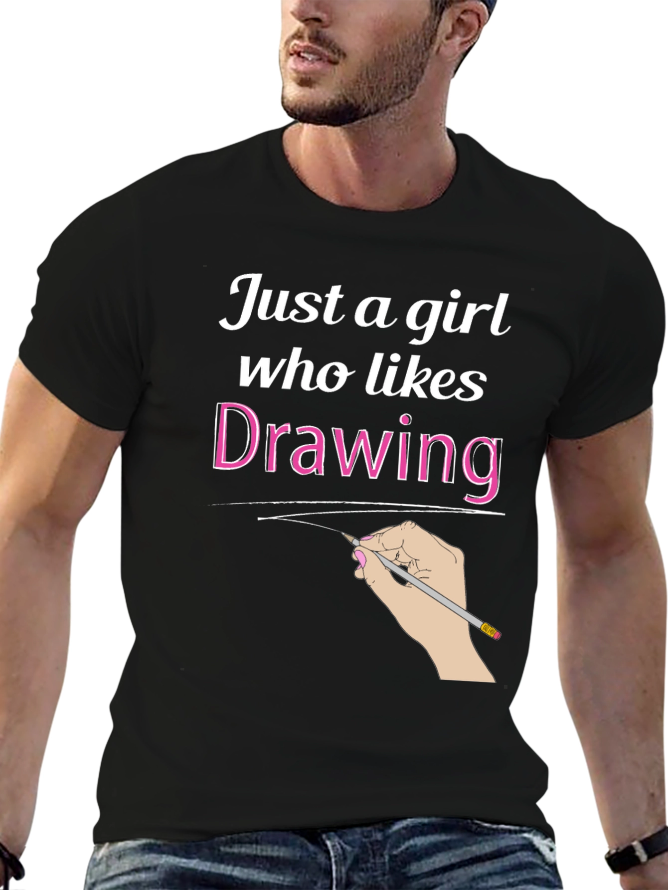 Just a Girl Who Likes Drawing Black T-Shirt