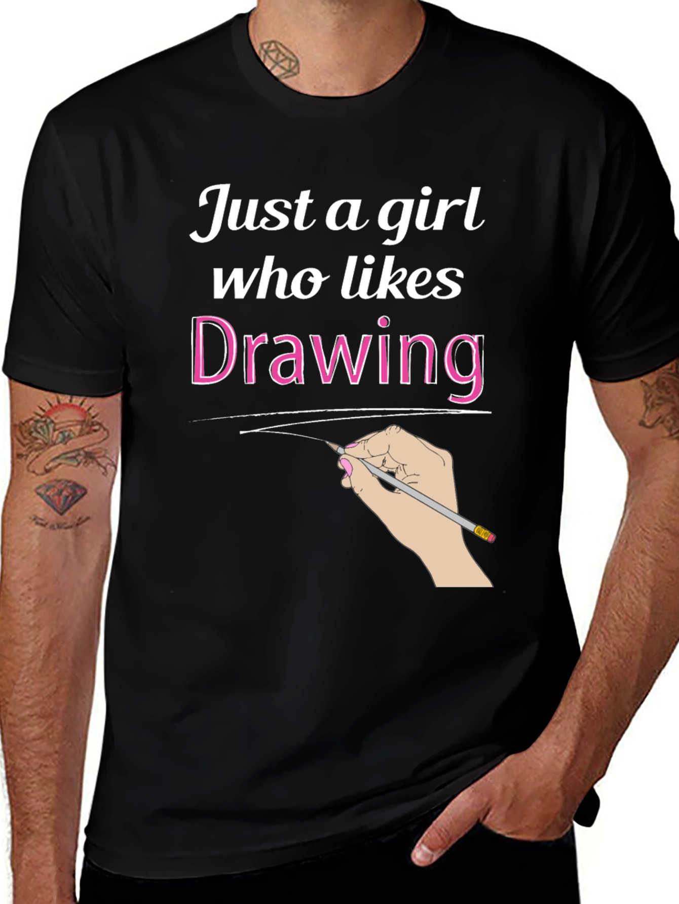Just a Girl Who Likes Drawing Black T-Shirt