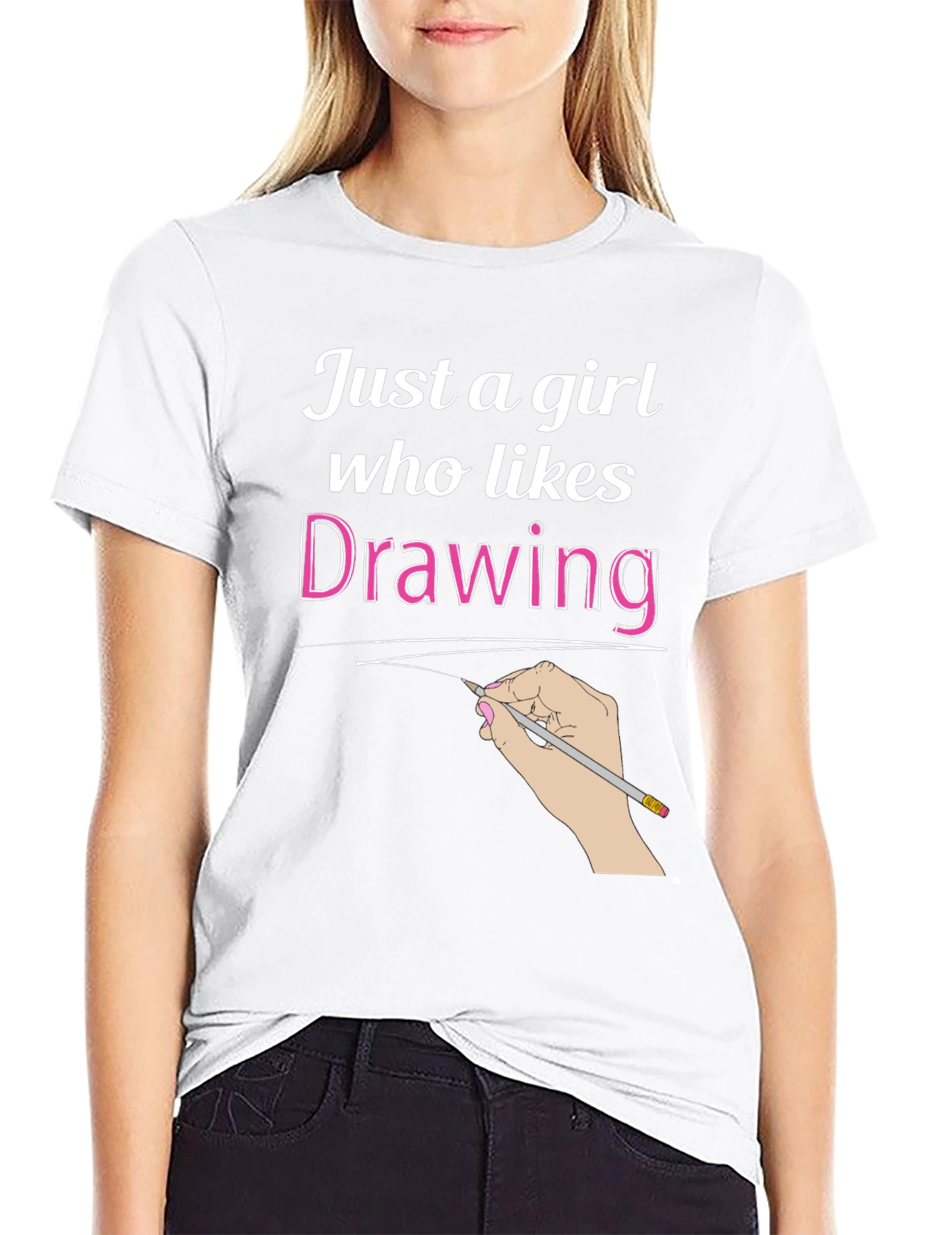 Just a Girl Who Likes Drawing Black T-Shirt