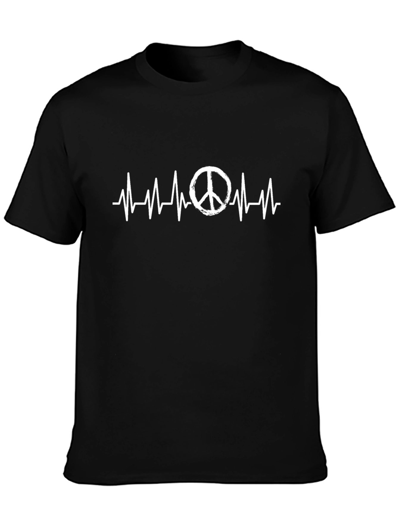 Peace Sign Heartbeat Graphic Tee - Black