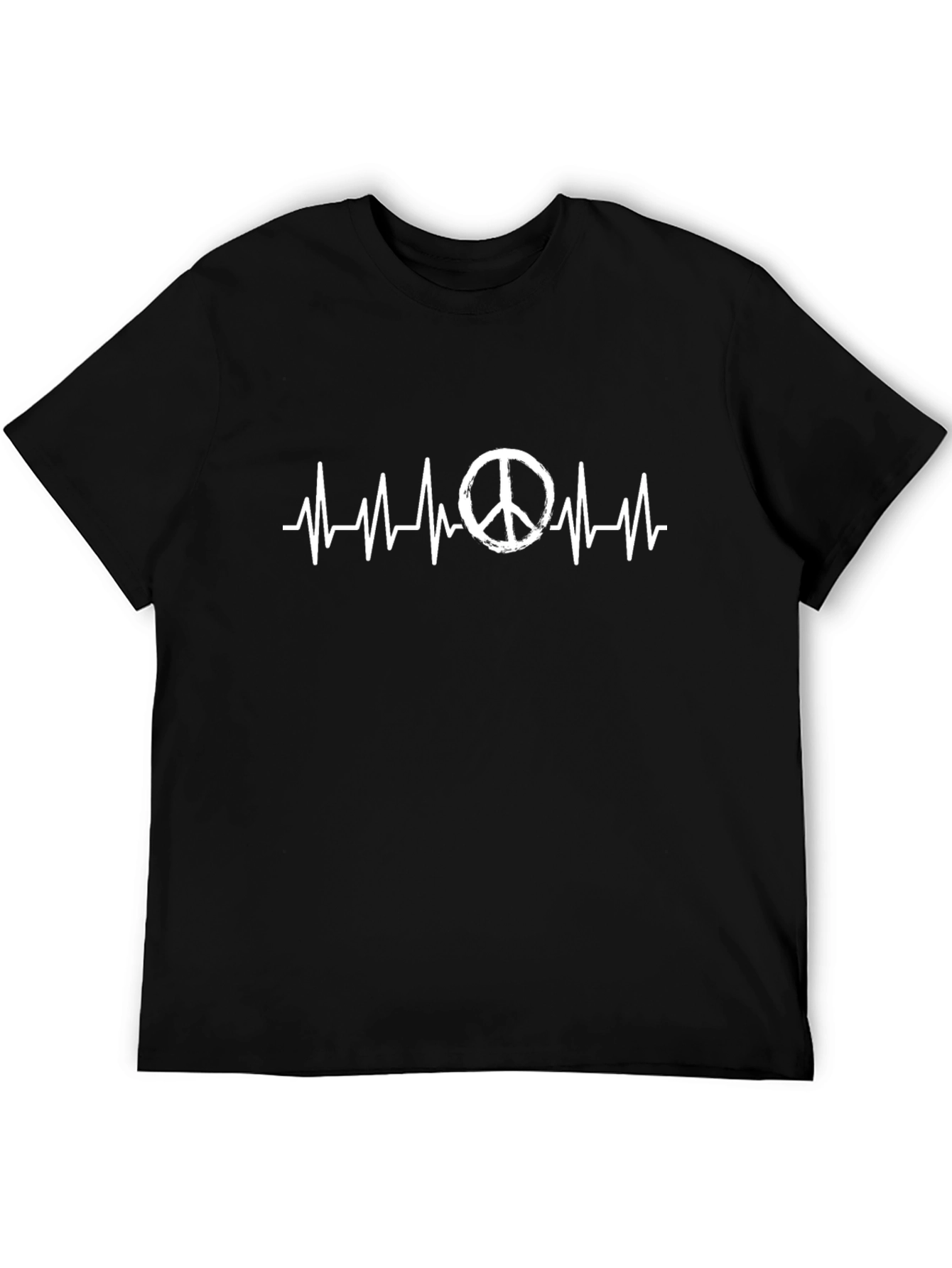 Peace Sign Heartbeat Graphic Tee - Black