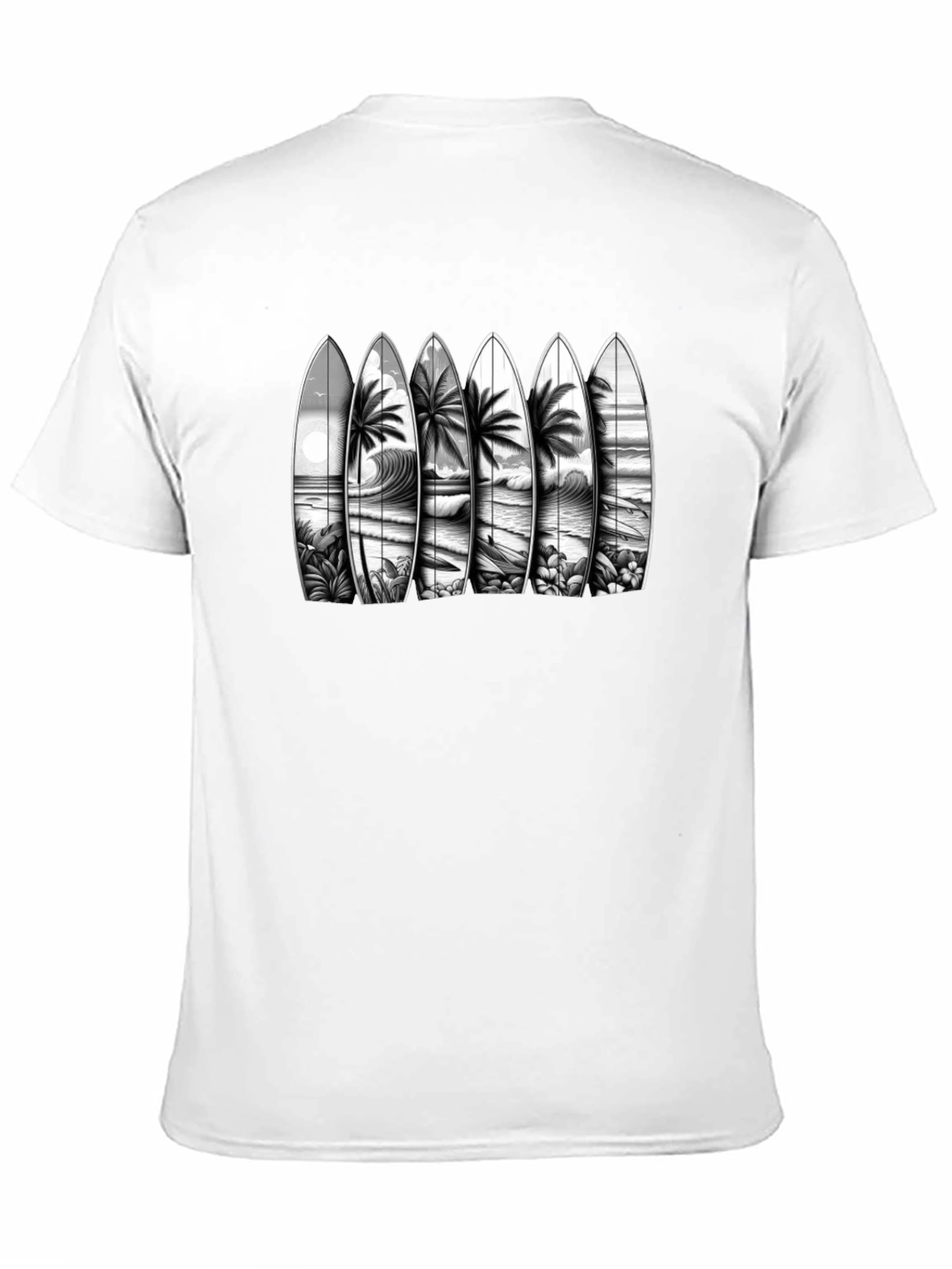 Surfboard Beach Scene Graphic Tee