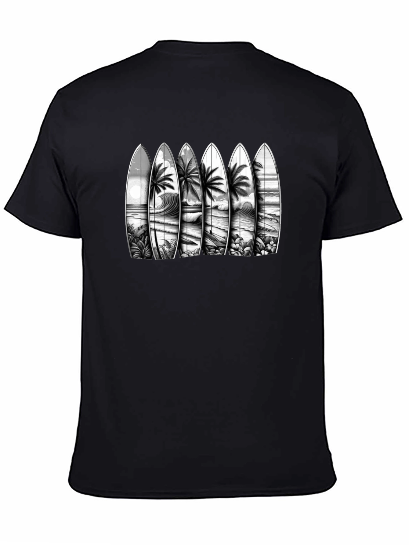 Surfboard Beach Scene Graphic Tee