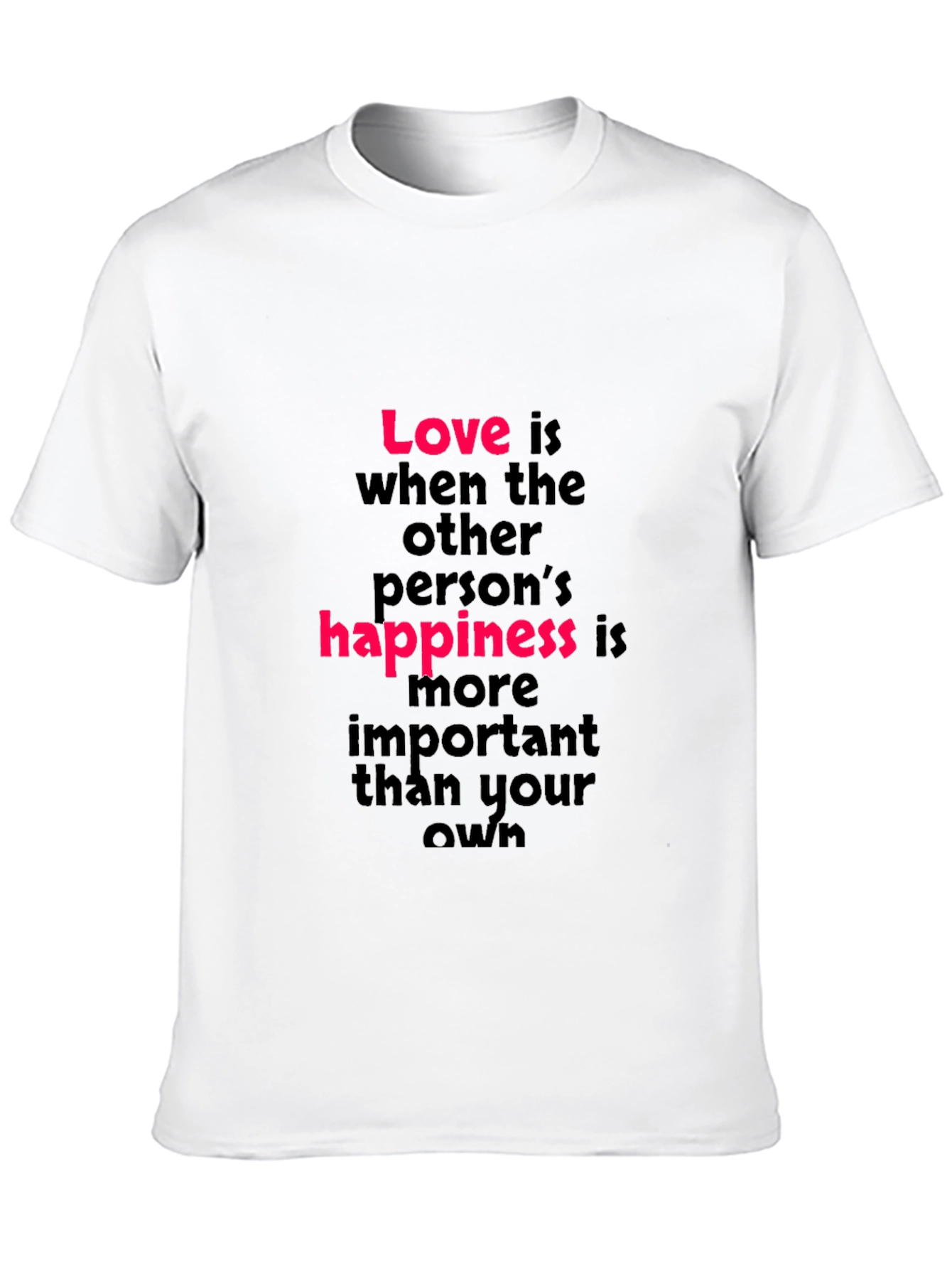 Love is Happiness T-Shirt - Black Crew Neck