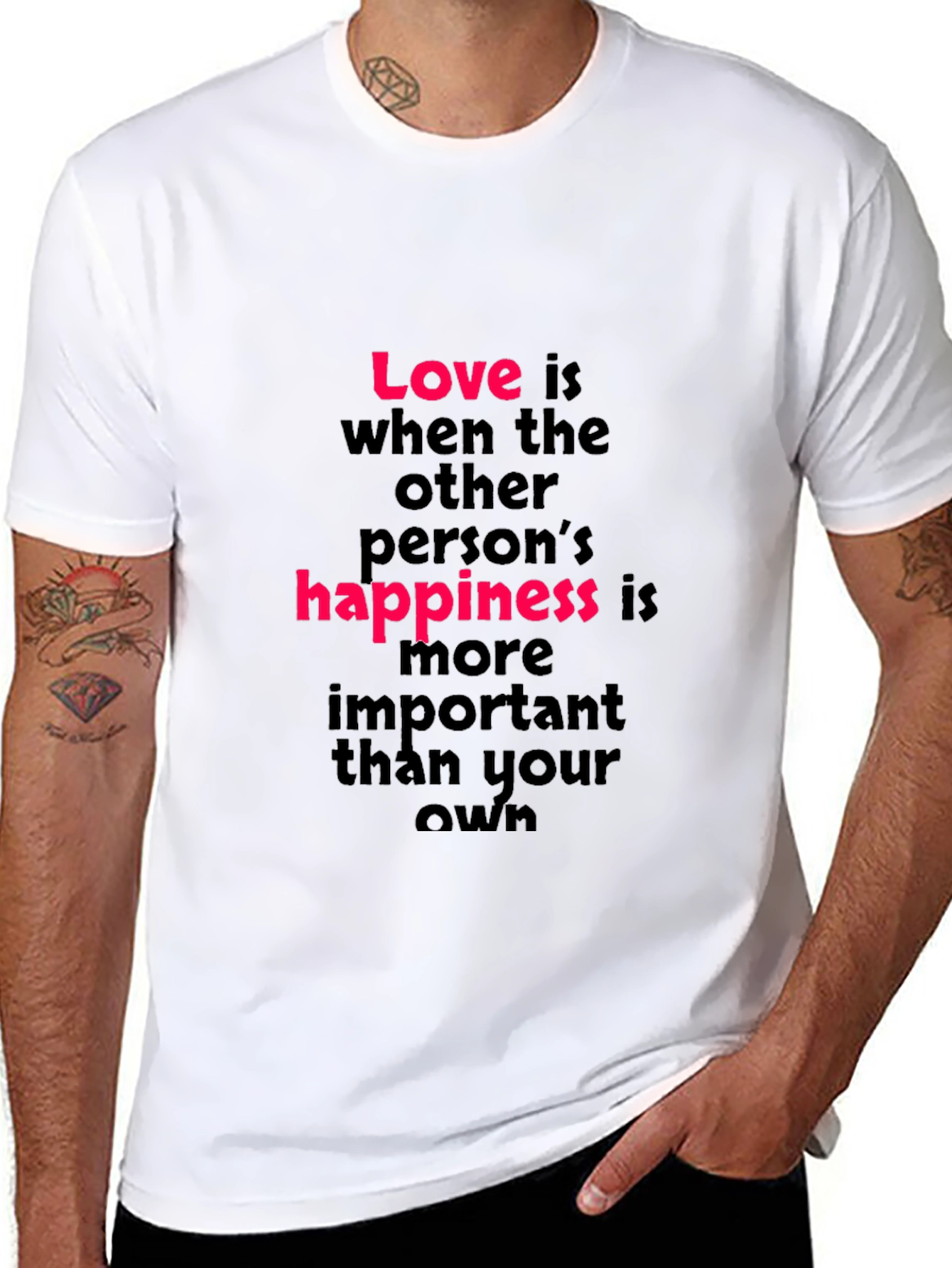 Love is Happiness T-Shirt - Black Crew Neck