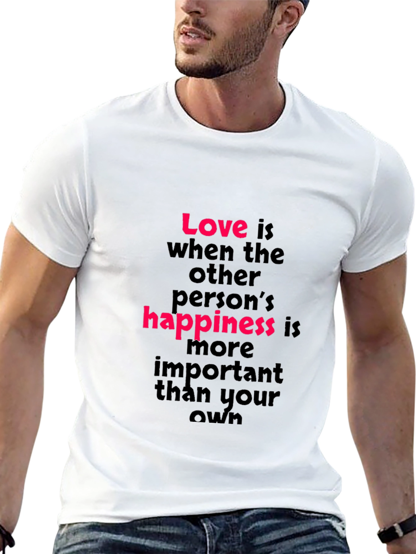 Love is Happiness T-Shirt - Black Crew Neck