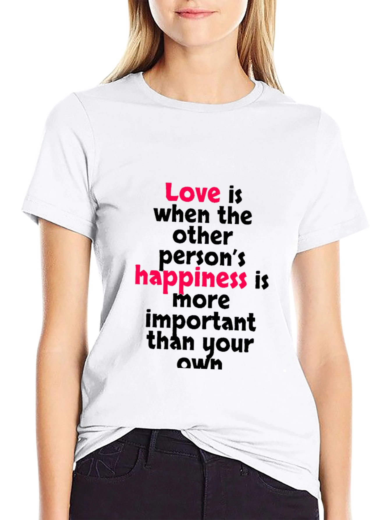 Love is Happiness T-Shirt - Black Crew Neck