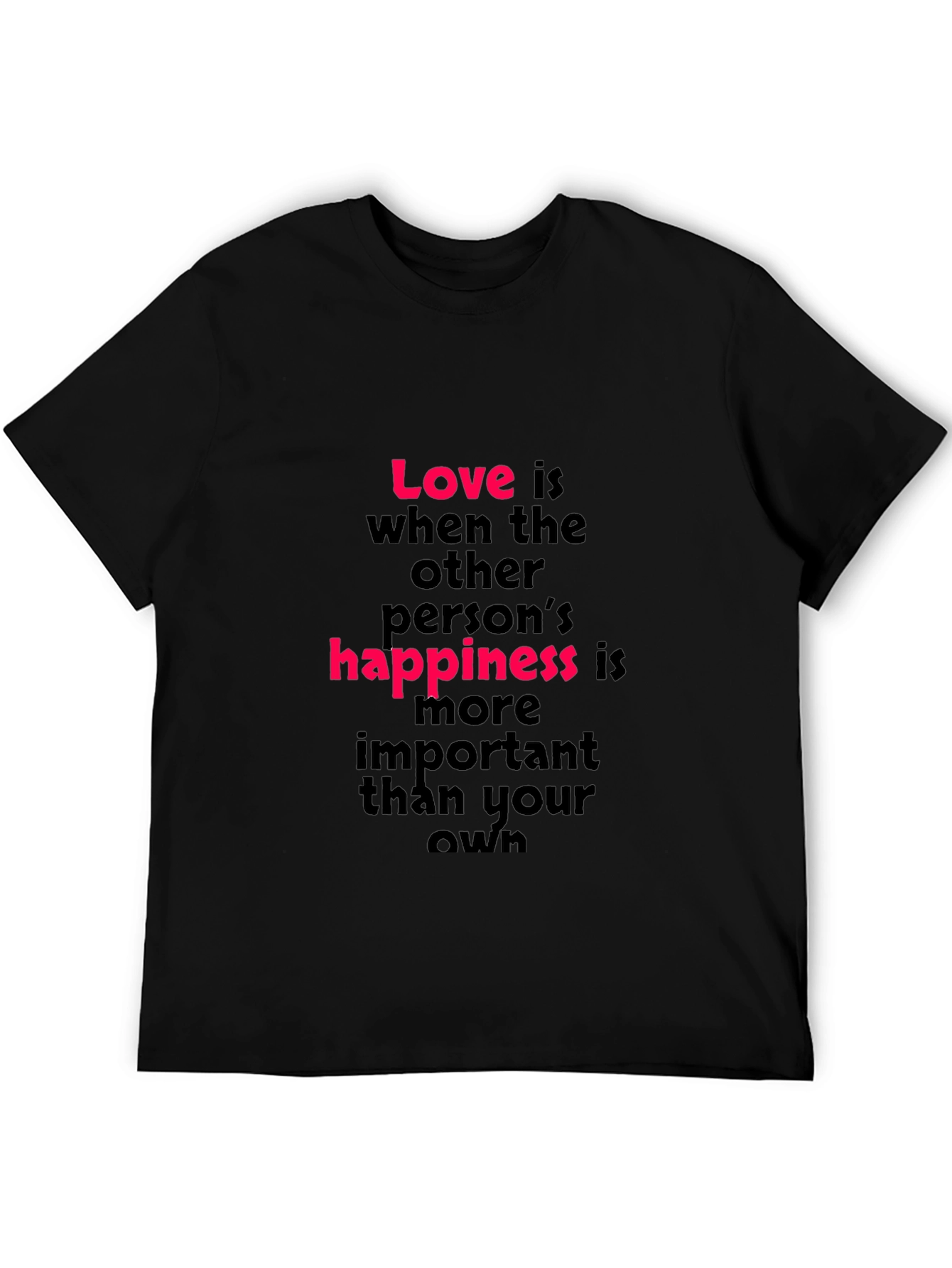 Love is Happiness T-Shirt - Black Crew Neck