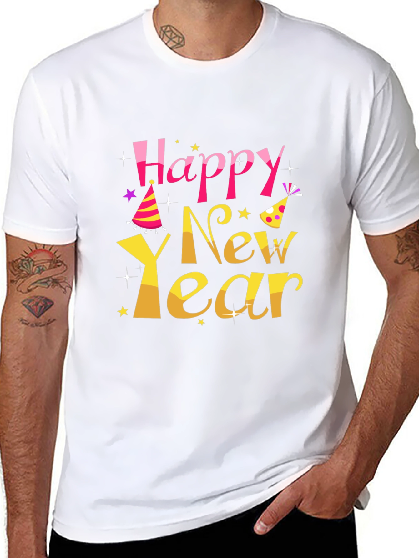 Happy New Year Graphic Print T-Shirt