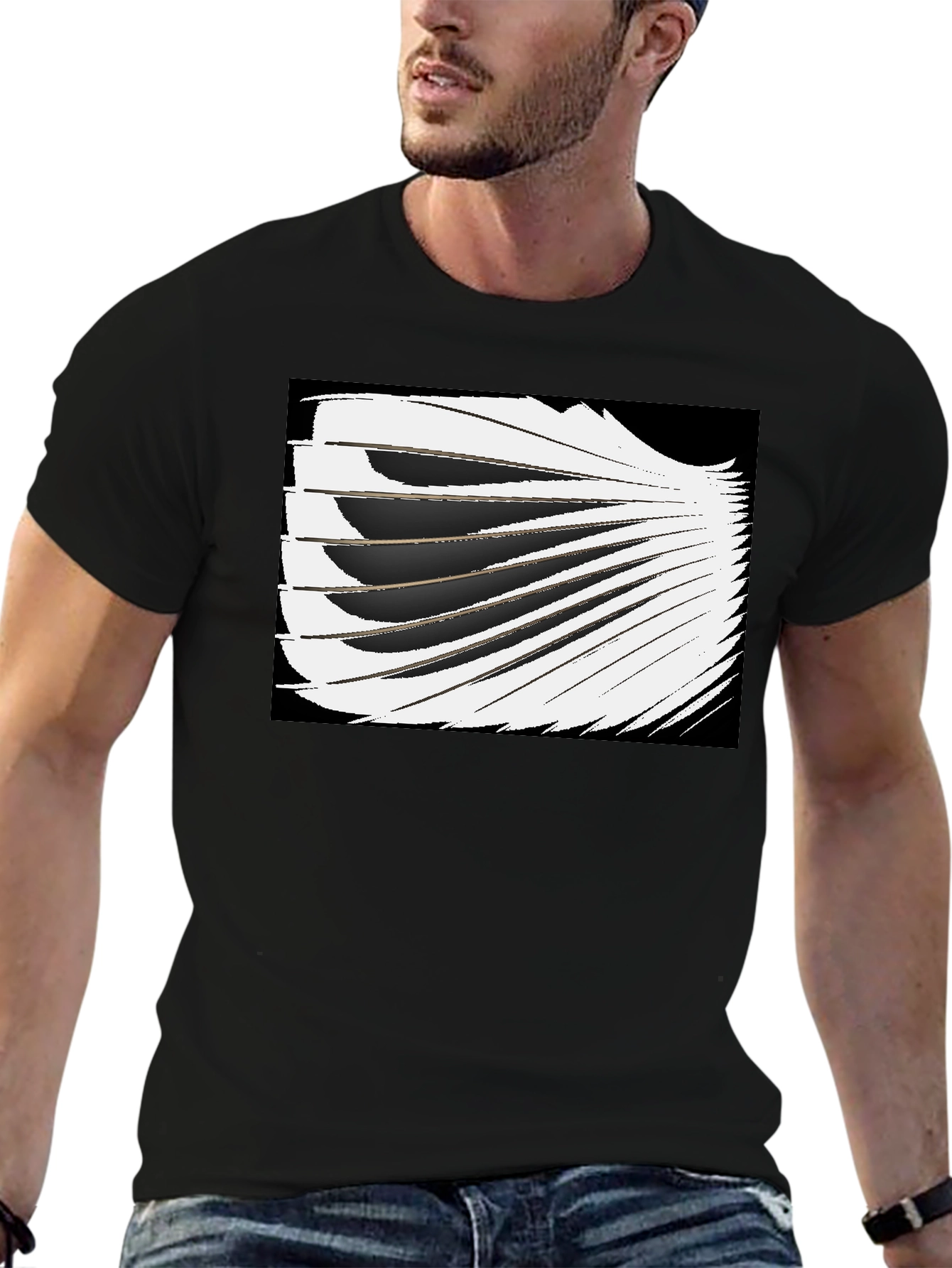 Abstract Wing Graphic Black Tee
