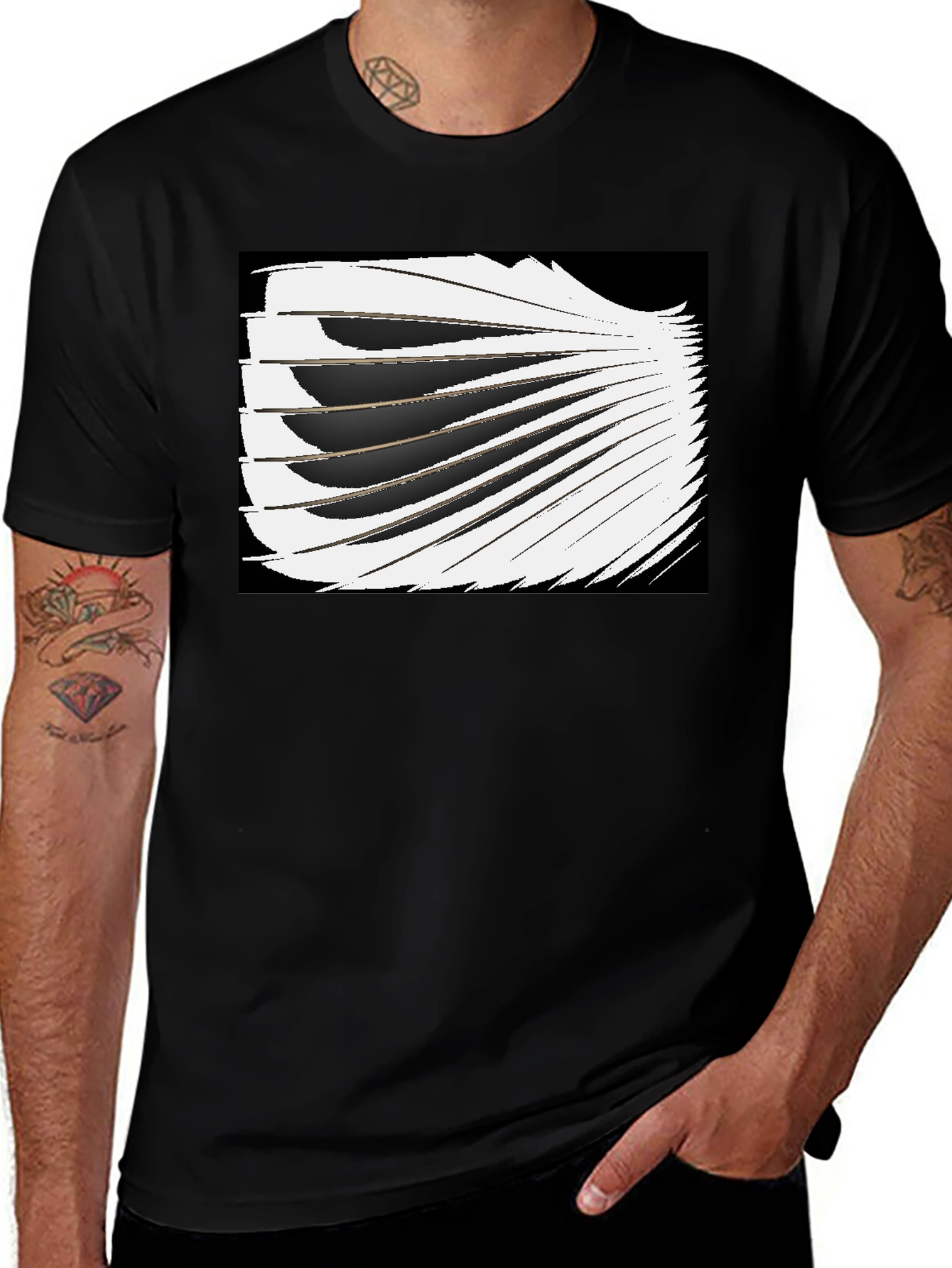 Abstract Wing Graphic Black Tee