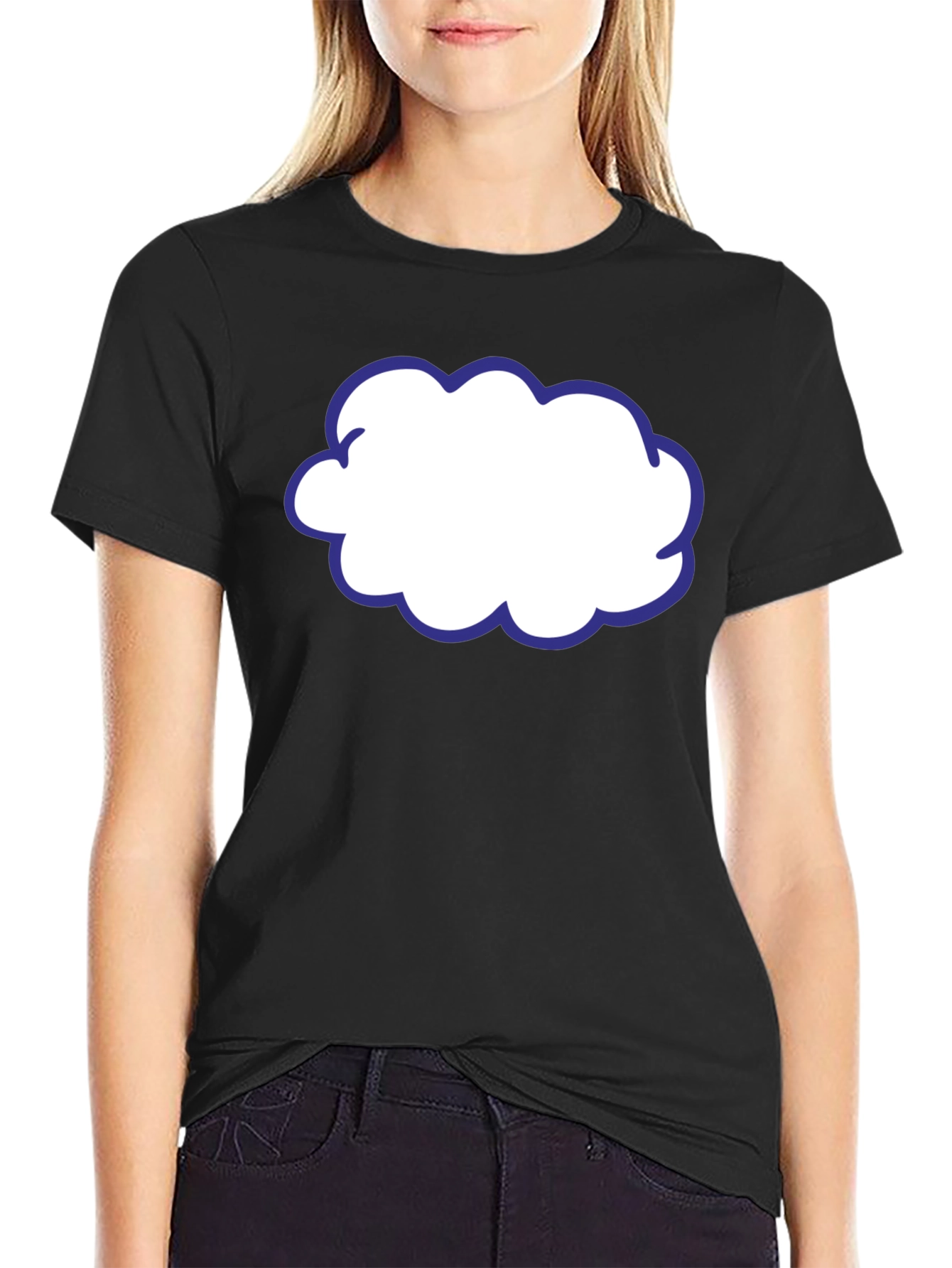 Cartoon Cloud T-Shirt - Black Cotton Graphic Tee