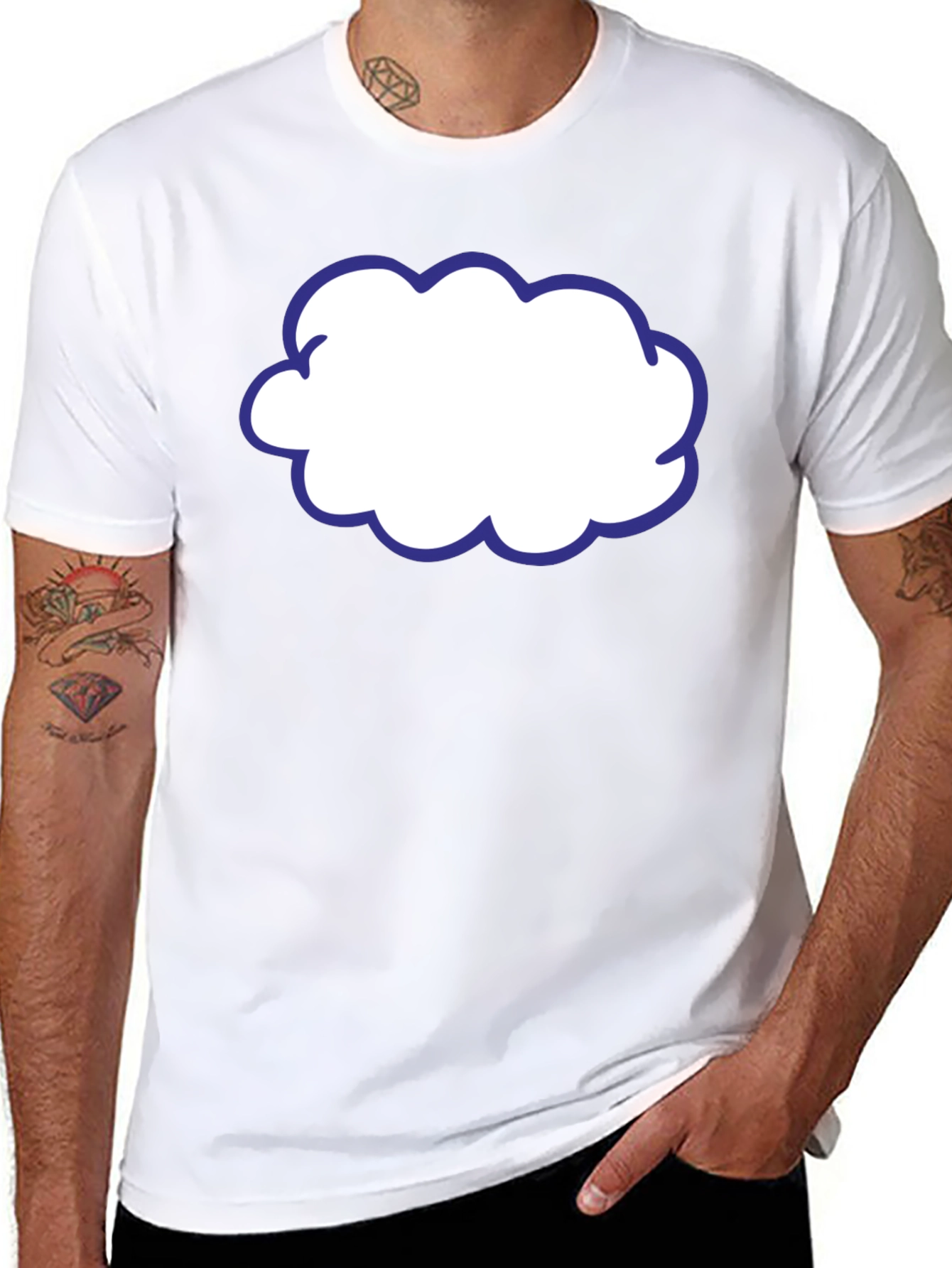 Cartoon Cloud T-Shirt - Black Cotton Graphic Tee