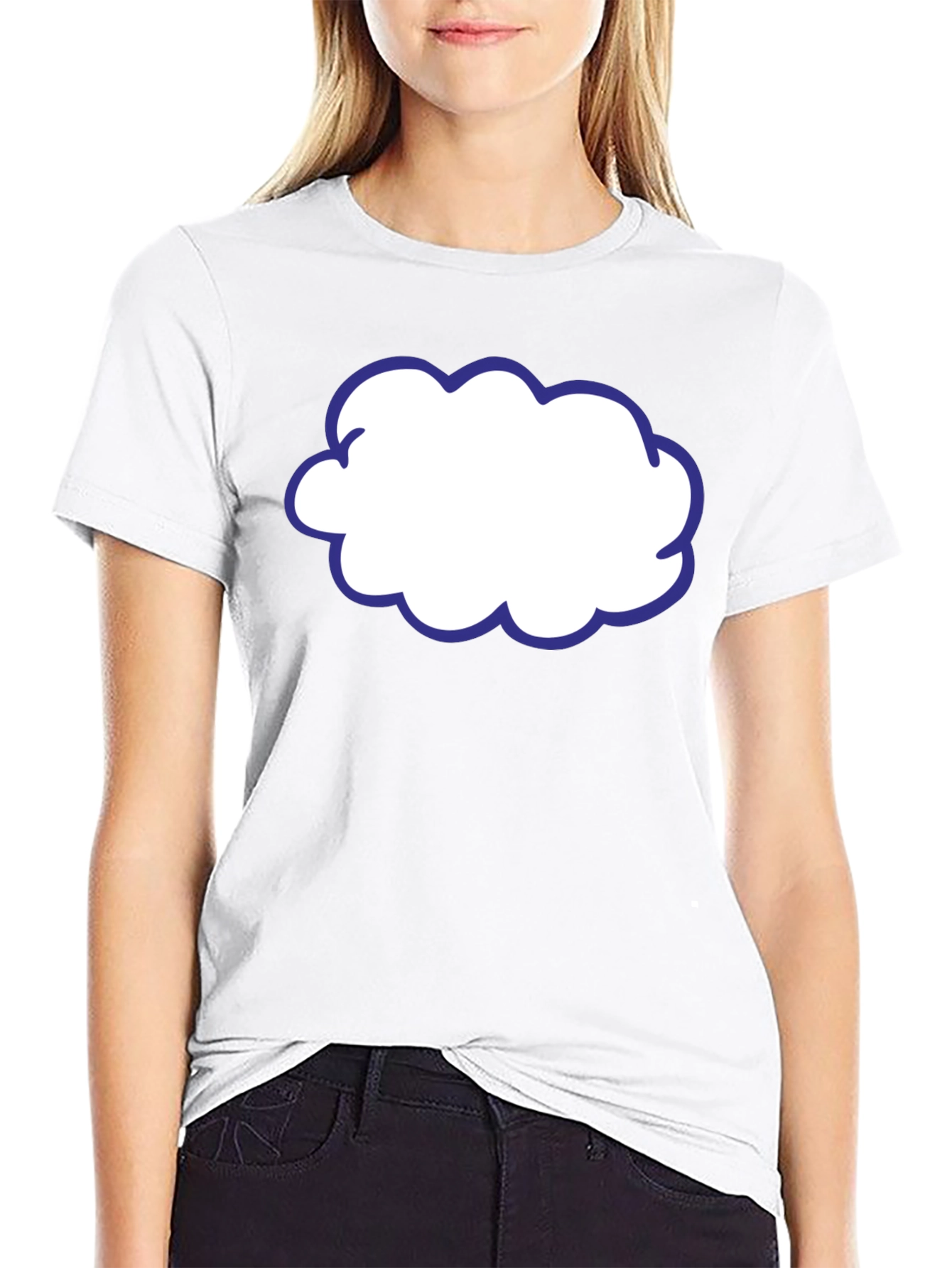 Cartoon Cloud T-Shirt - Black Cotton Graphic Tee