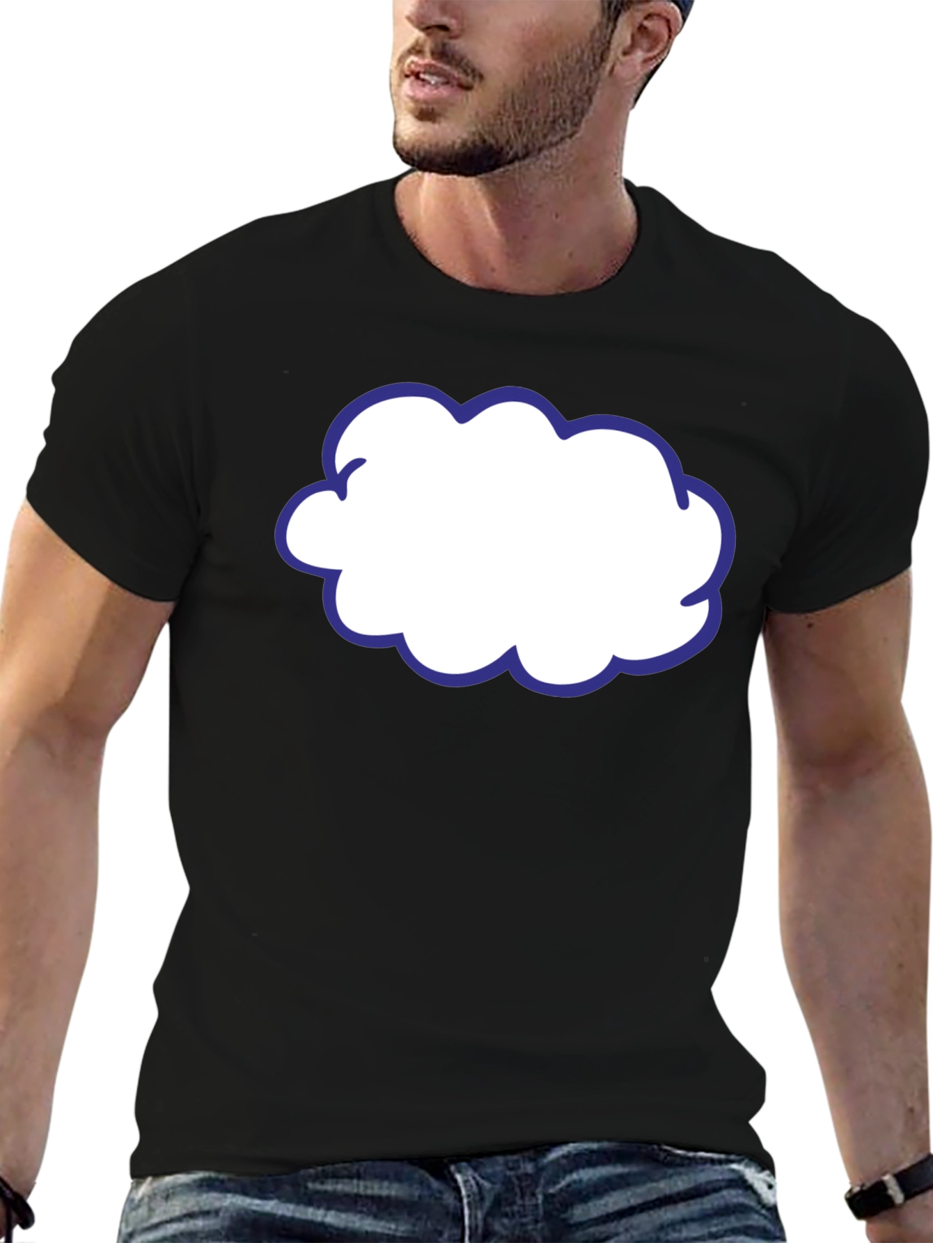 Cartoon Cloud T-Shirt - Black Cotton Graphic Tee