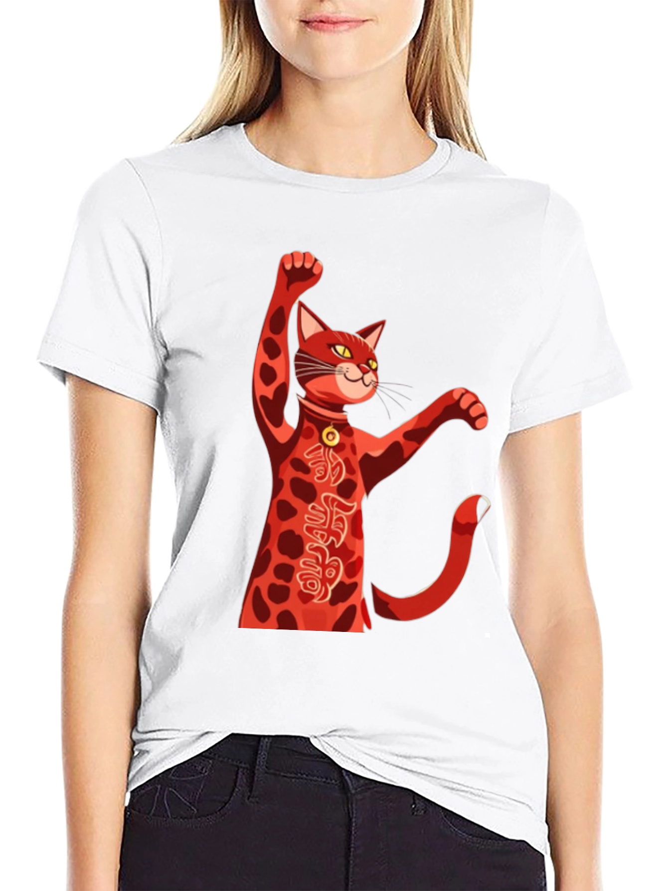 Lucky Cat T-Shirt - Red Maneki Neko Graphic Tee