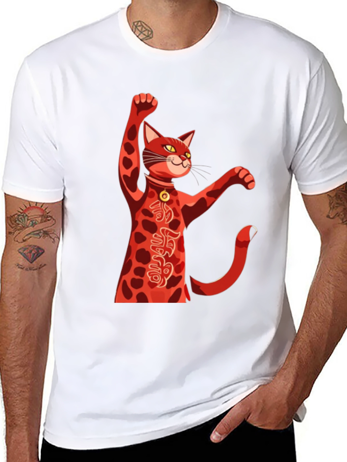 Lucky Cat T-Shirt - Red Maneki Neko Graphic Tee