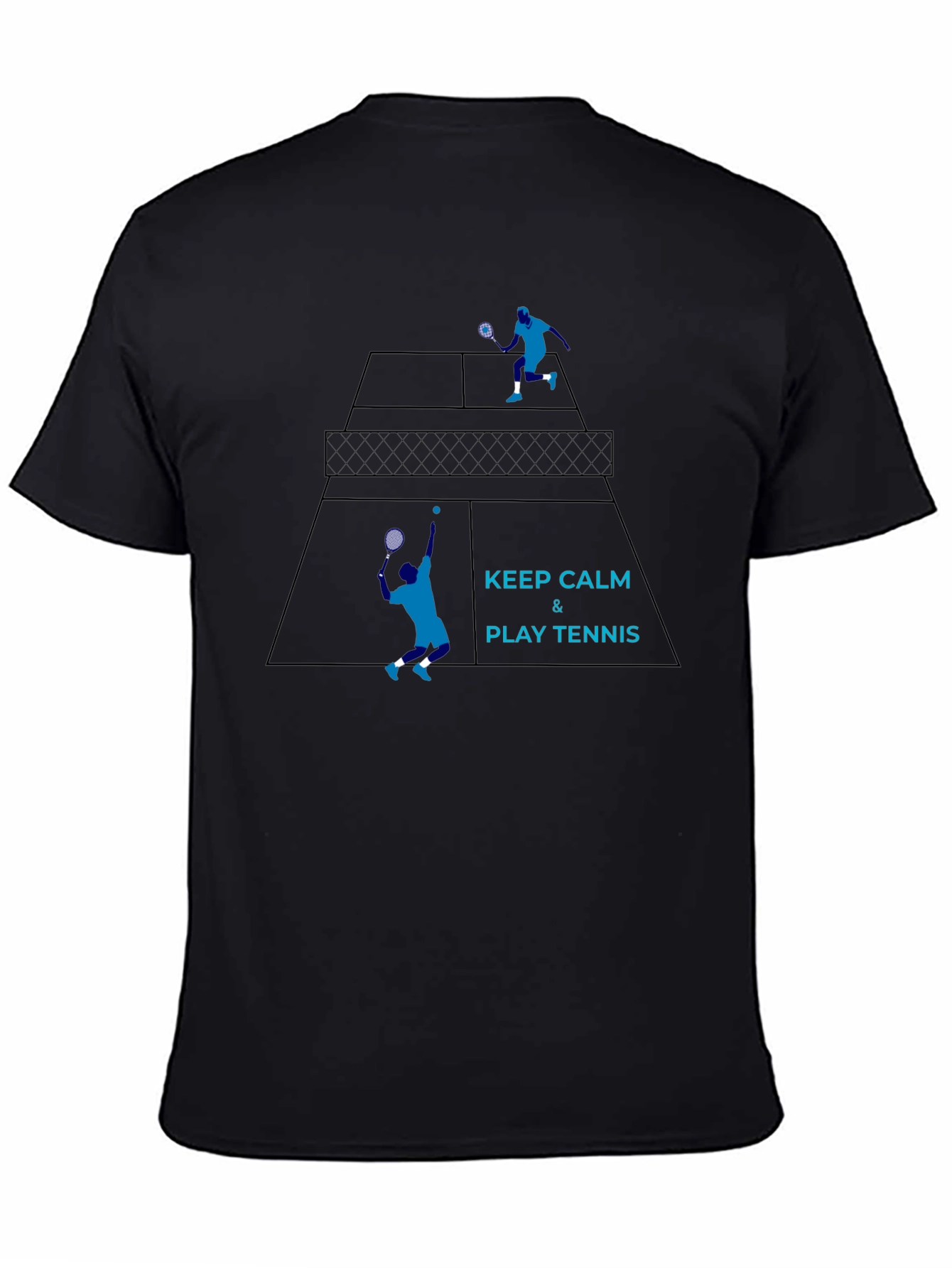 Keep Calm & Play Tennis Black Graphic Tee