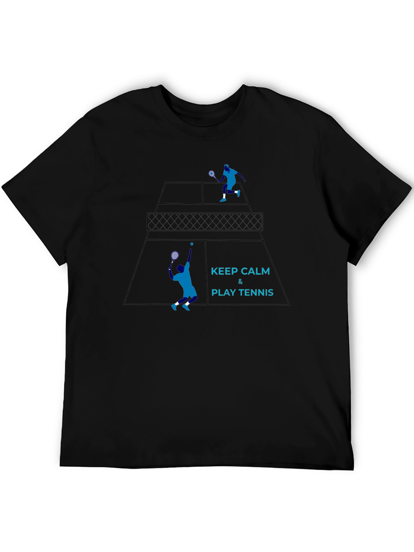 Keep Calm & Play Tennis Black Graphic Tee