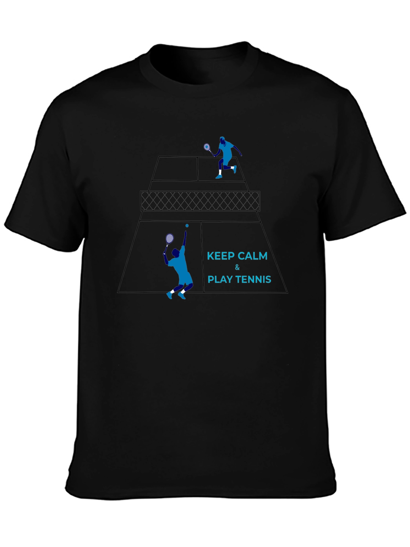 Keep Calm & Play Tennis Black Graphic Tee