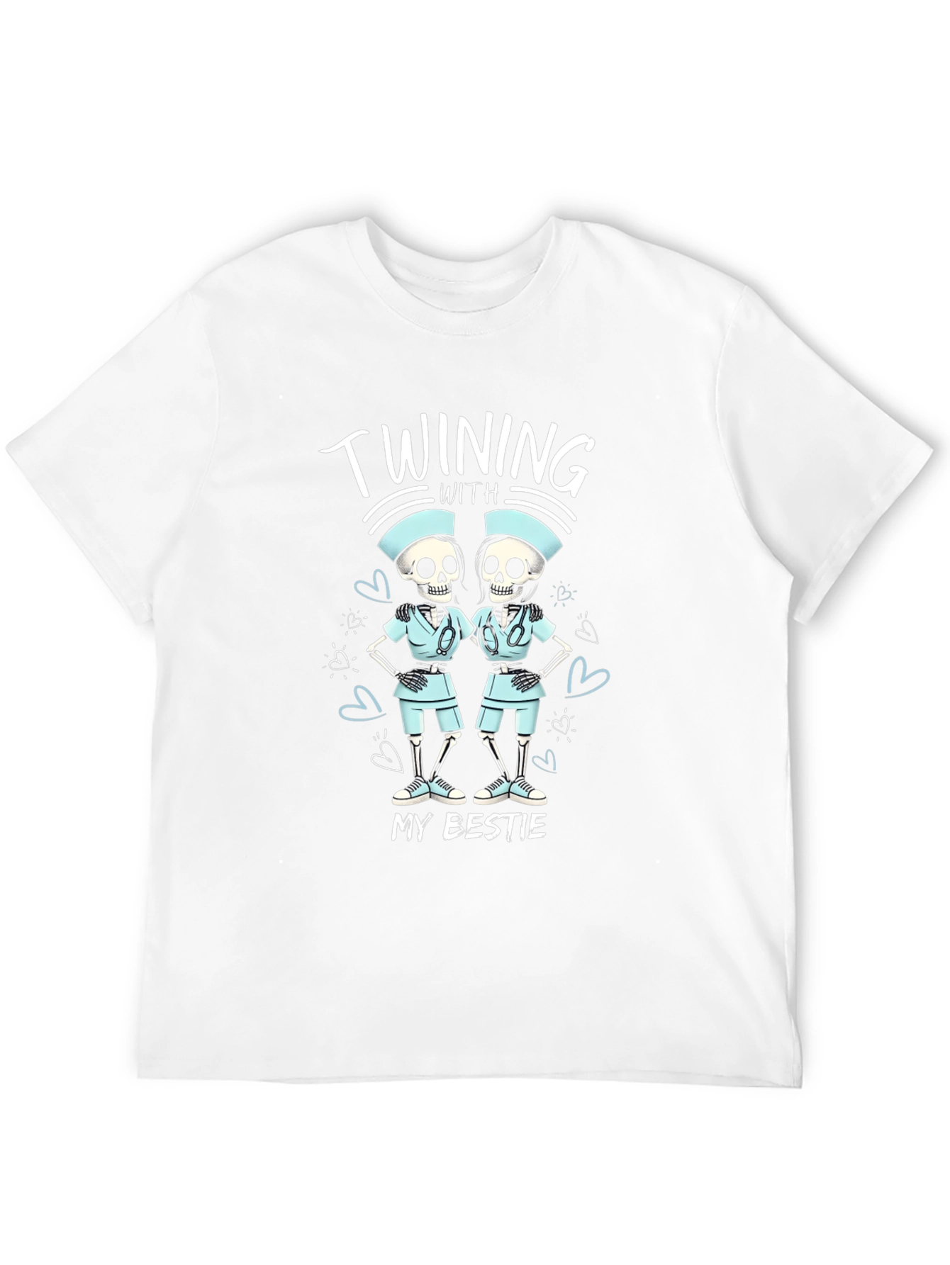 Funny Skeleton Nurse T-Shirt - Twinning With My Bestie