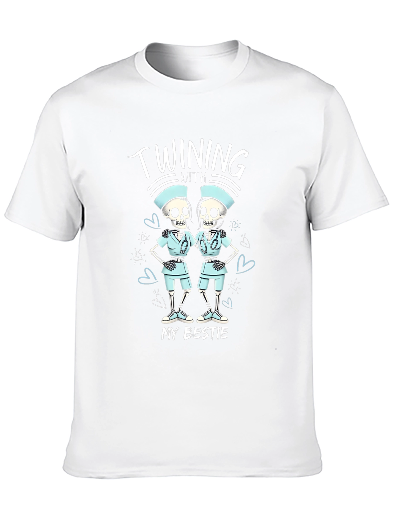 Funny Skeleton Nurse T-Shirt - Twinning With My Bestie