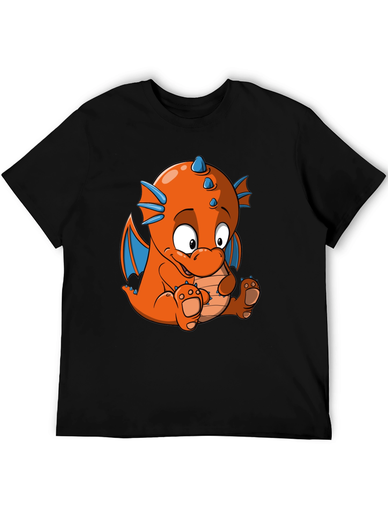 Cartoon Dragon Graphic Tee - Black
