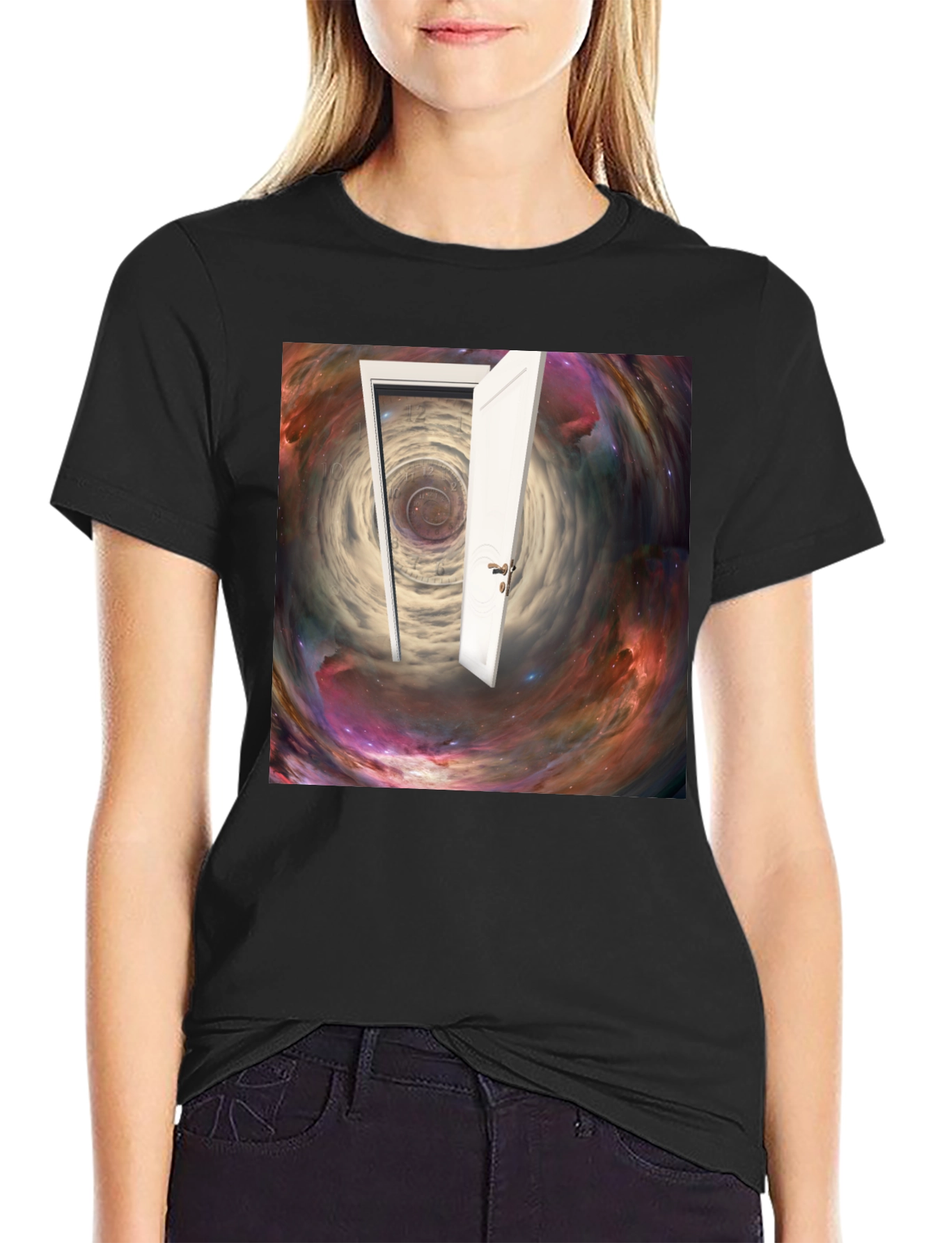 Surreal Doorway Galaxy Graphic T-Shirt